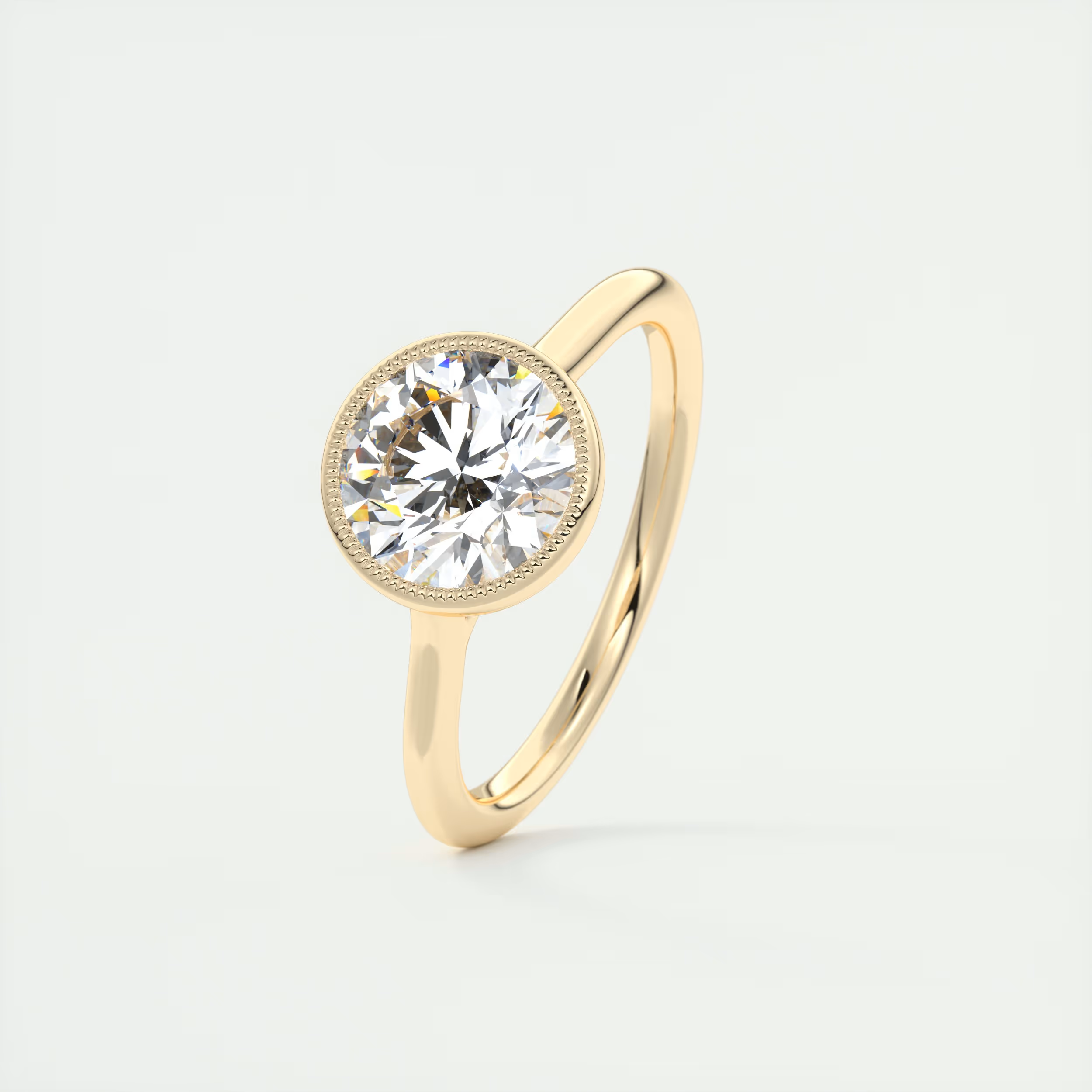 2 Carat Round Solitaire Textured Bezel