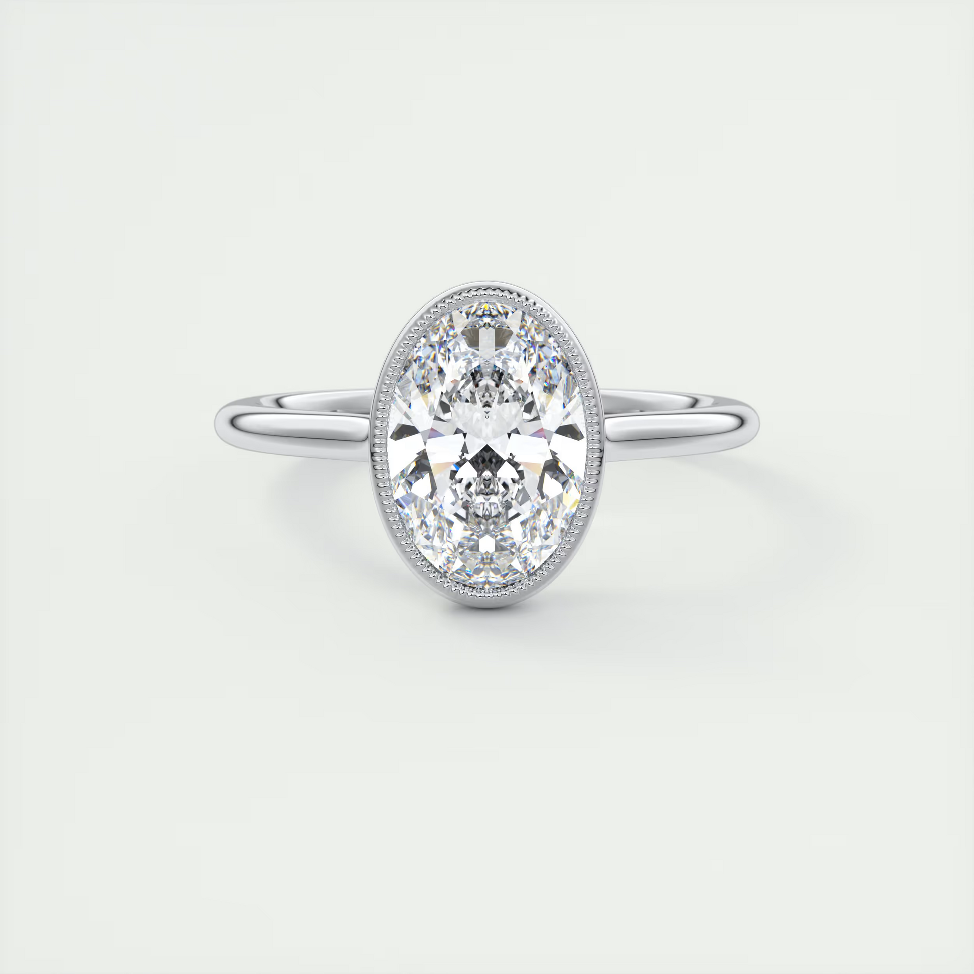 2 Carat Oval Solitaire Textured Bezel