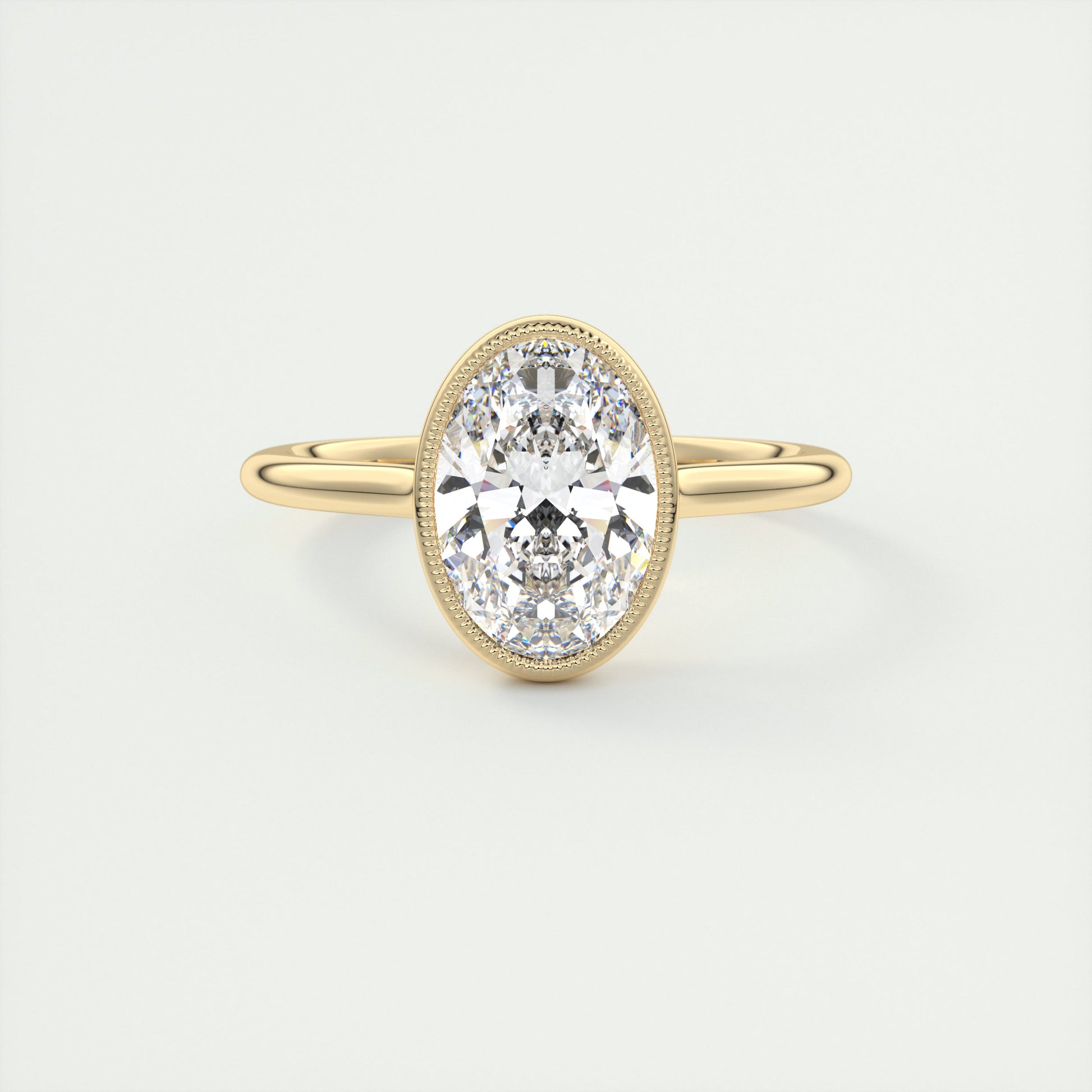 2 Carat Oval Solitaire Textured Bezel