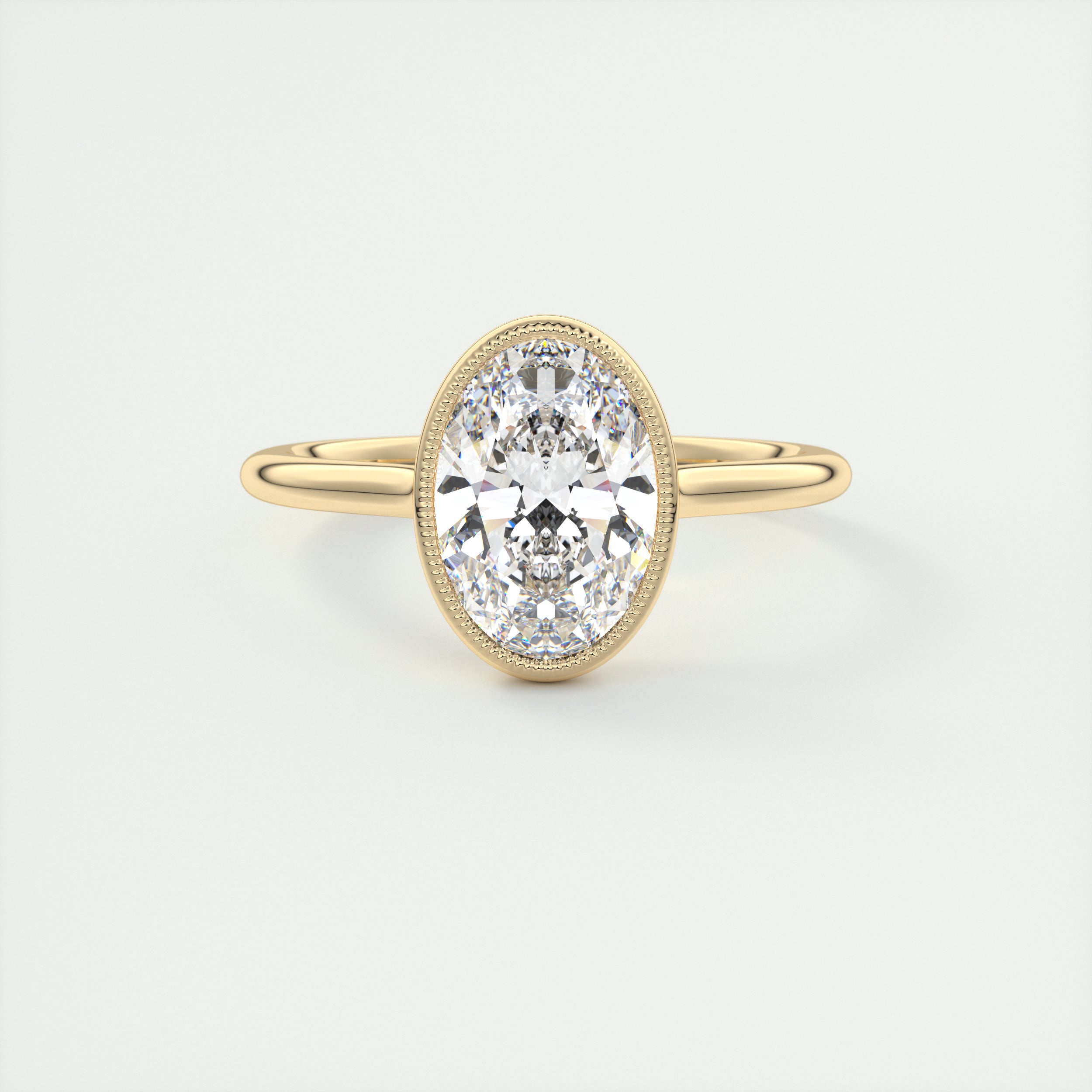 2 Carat Oval Solitaire Textured Bezel