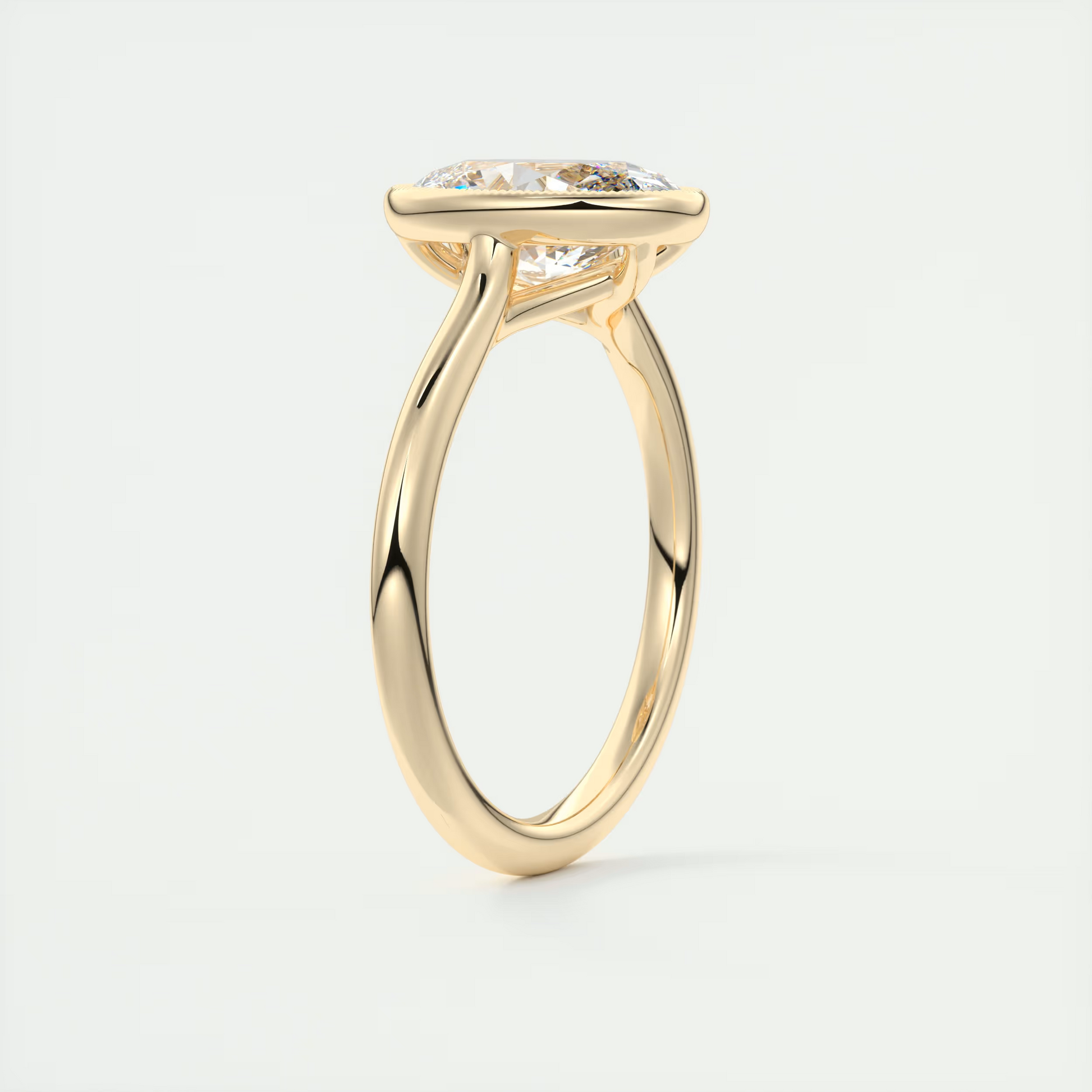 2 Carat Oval Solitaire Textured Bezel