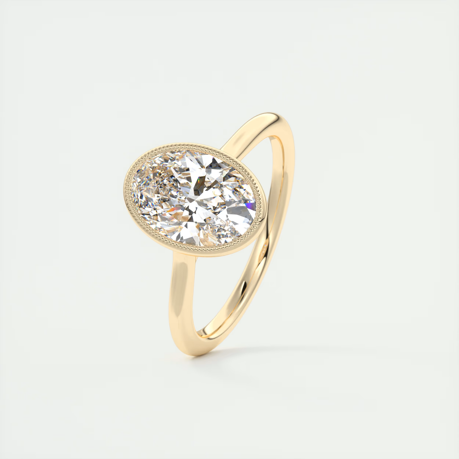 2 Carat Oval Solitaire Textured Bezel