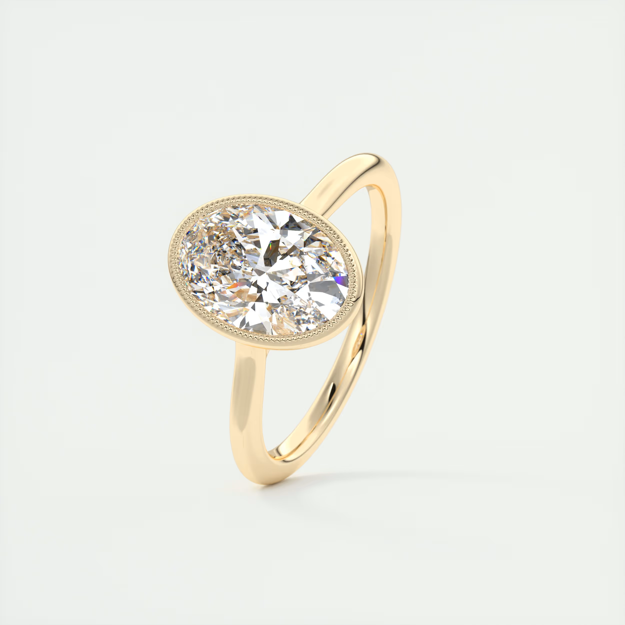 2 Carat Oval Solitaire Textured Bezel