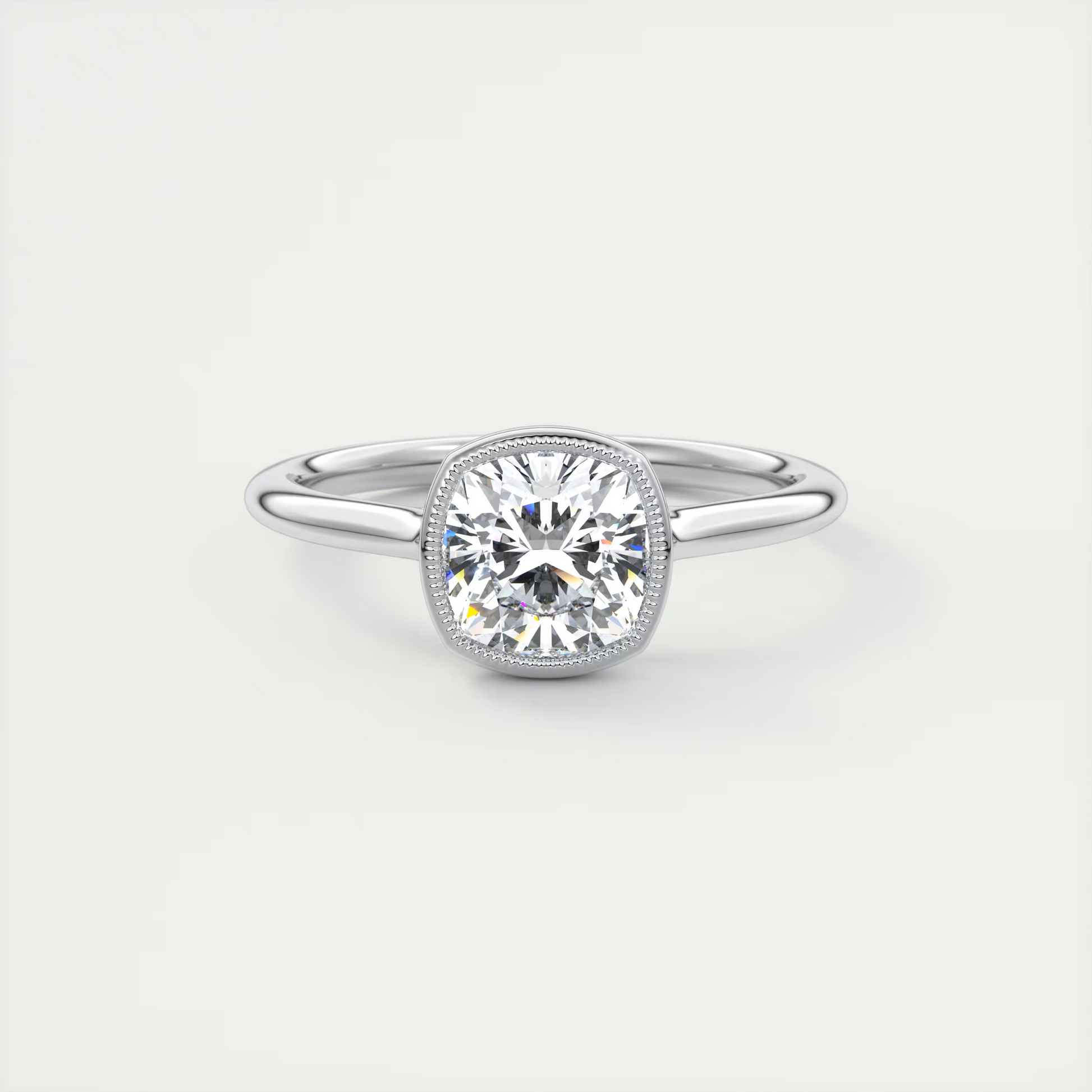 2 Carat Cushion Solitaire with Textured Bezel