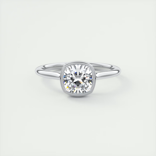 2 Carat Cushion Solitaire with Textured Bezel