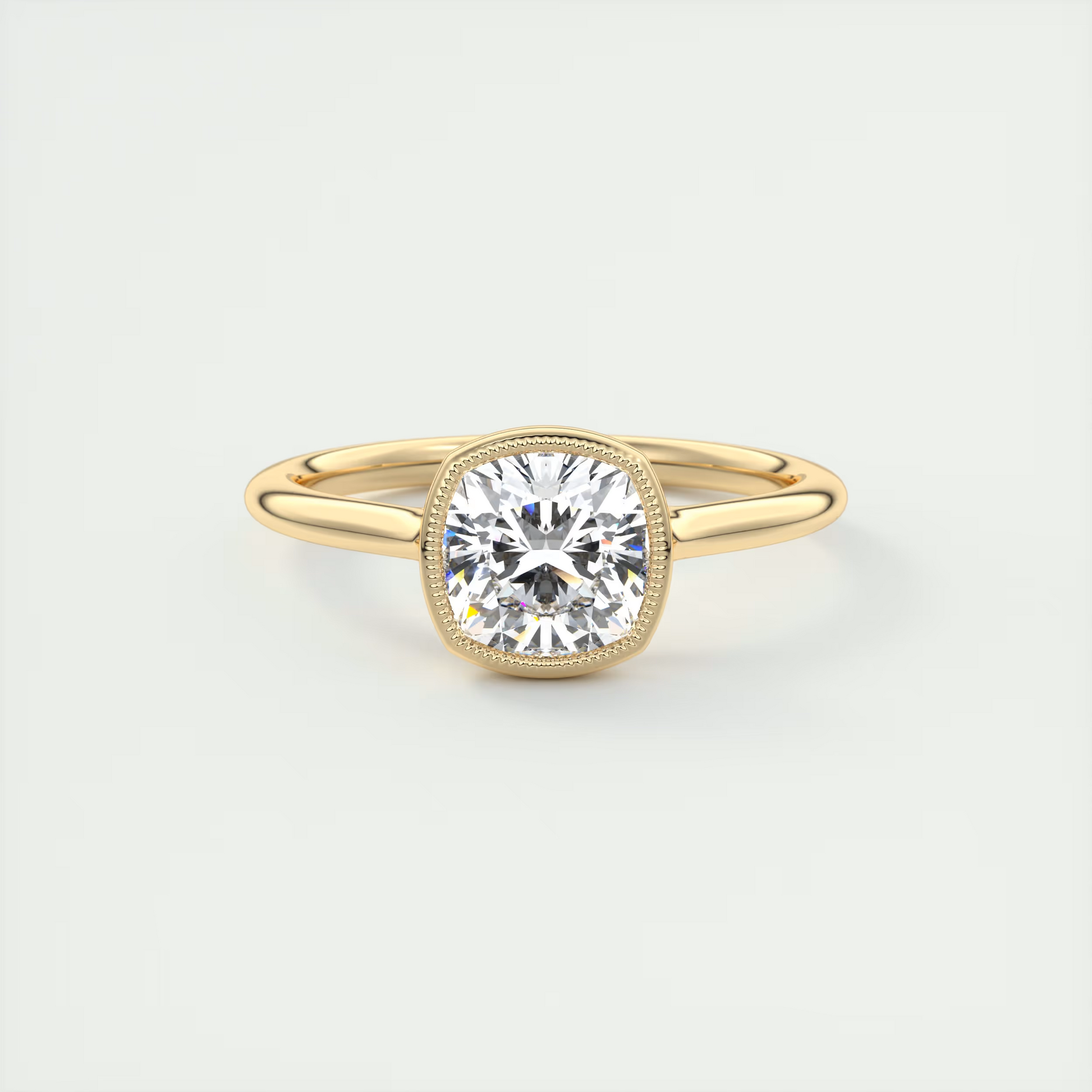 2 Carat Cushion Solitaire with Textured Bezel