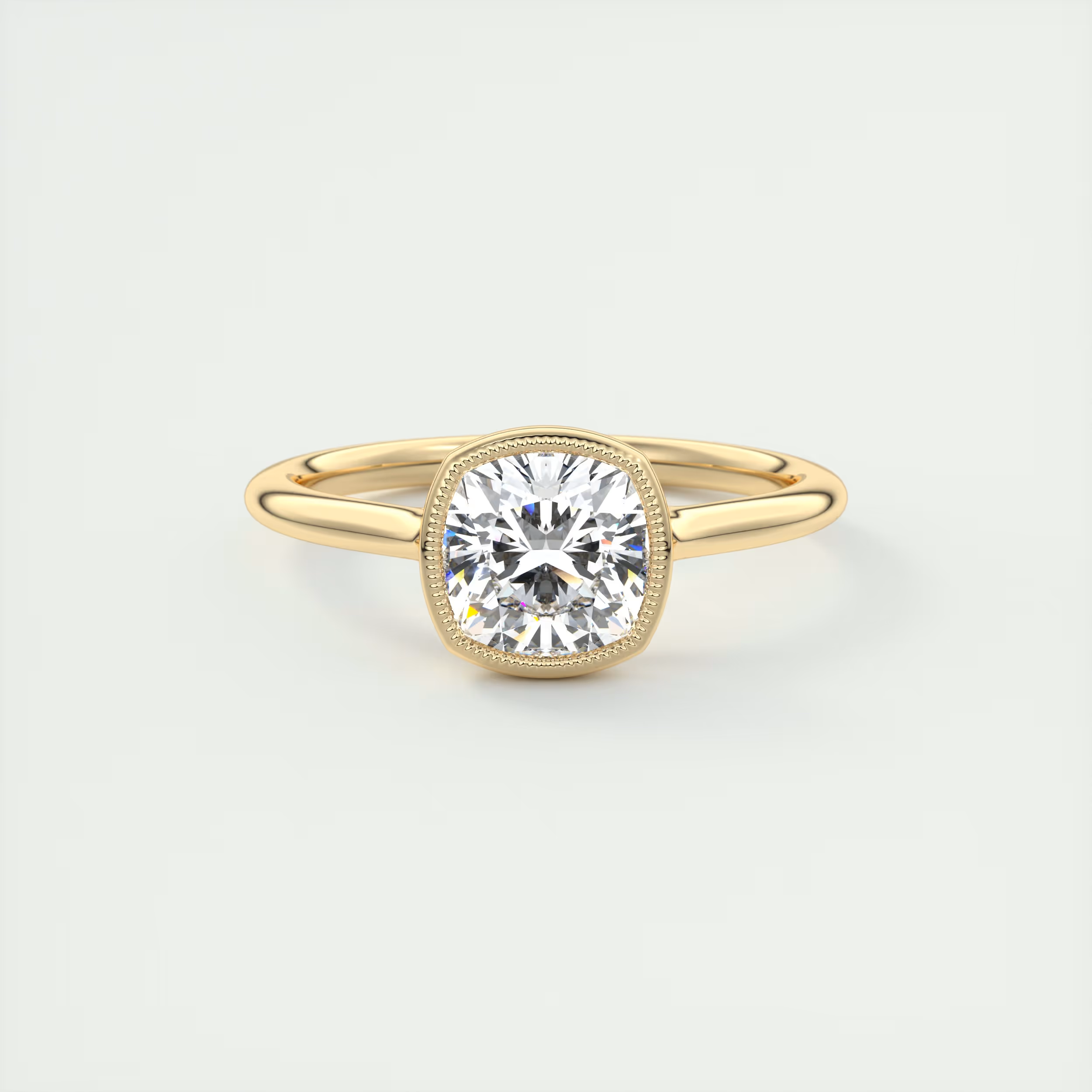 2 Carat Cushion Solitaire with Textured Bezel