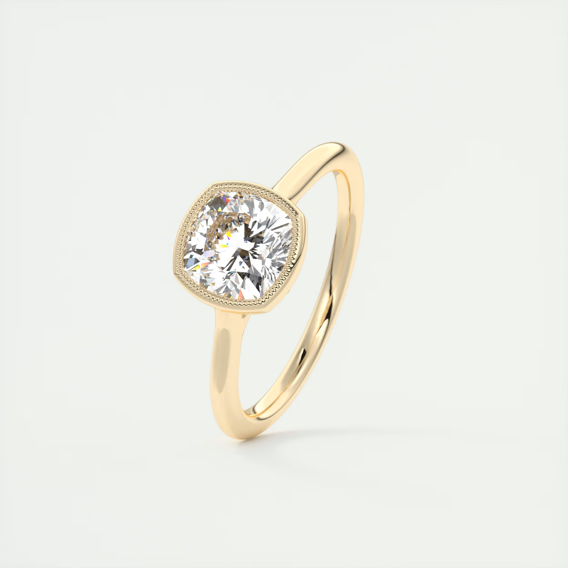 2 Carat Cushion Solitaire with Textured Bezel