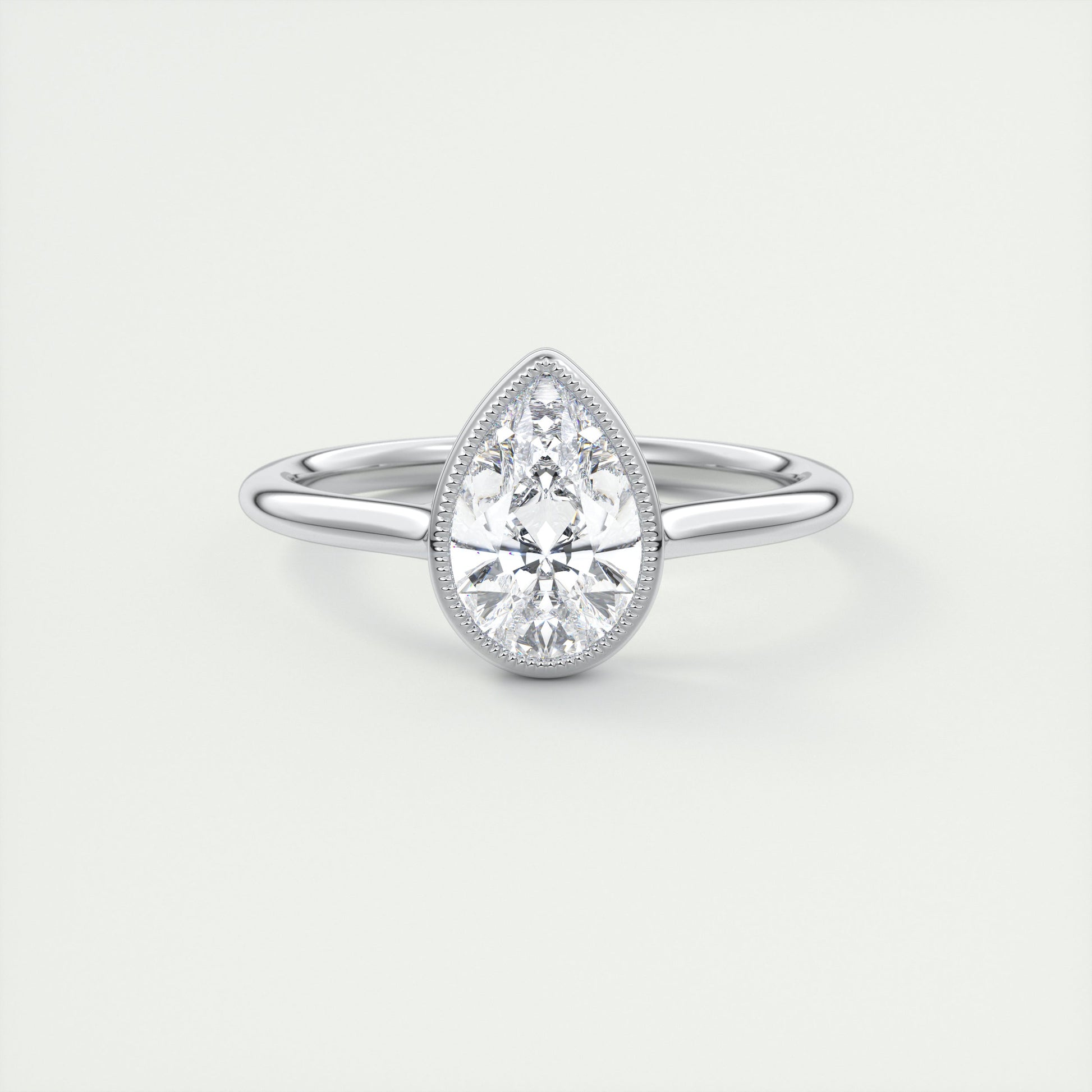 2 Carat Pear Solitaire Textured Bezel