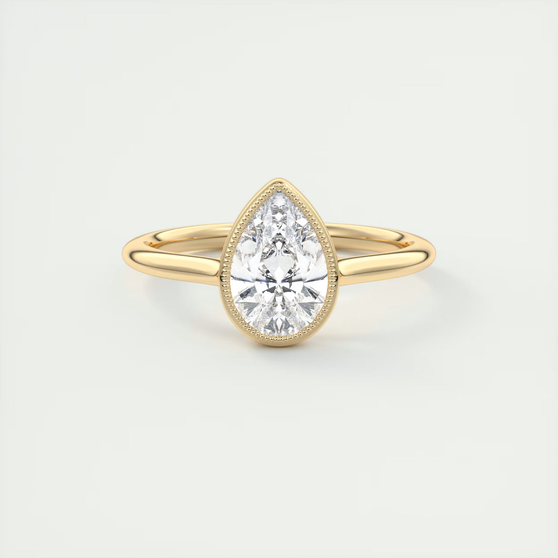 2 Carat Pear Solitaire Textured Bezel