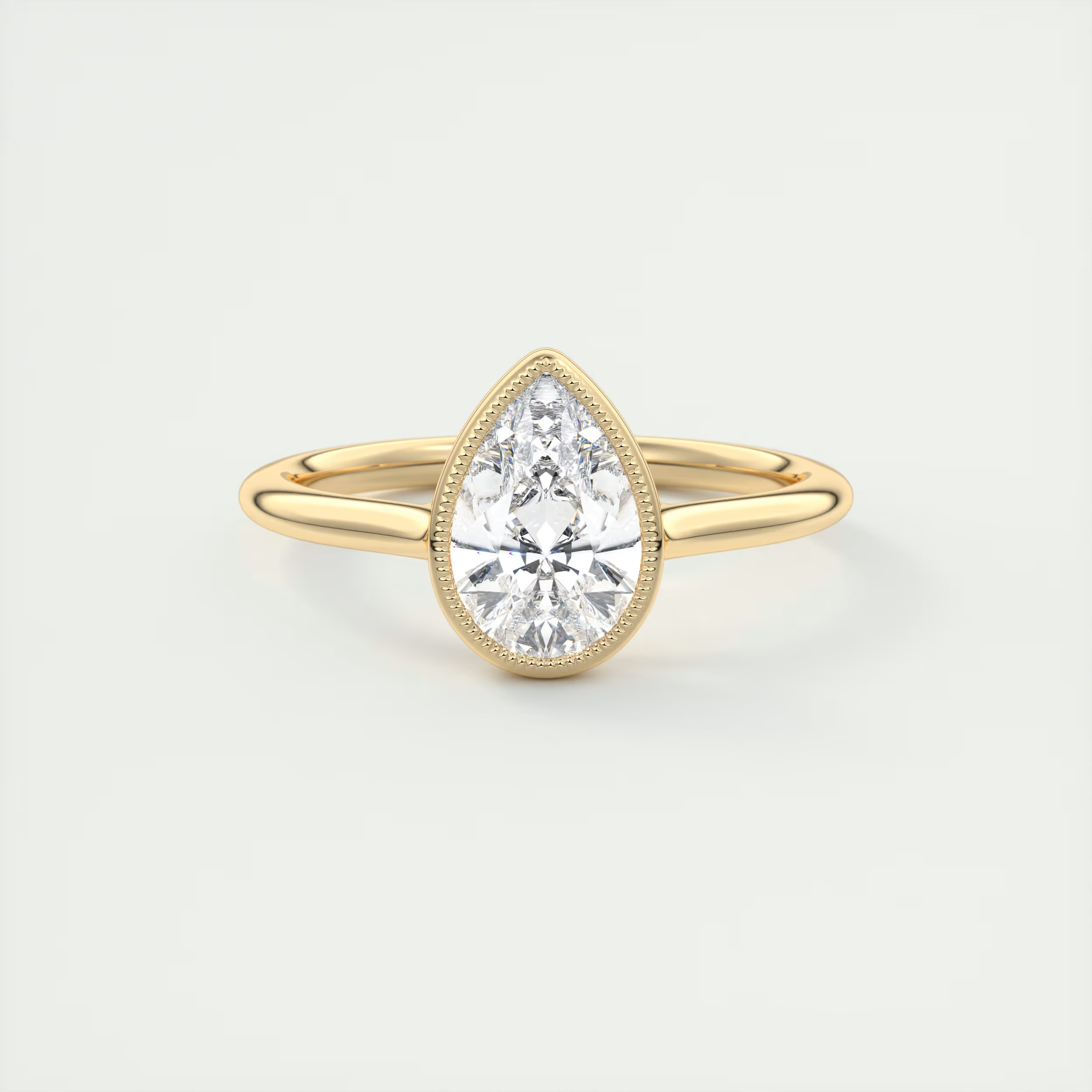 2 Carat Pear Solitaire Textured Bezel