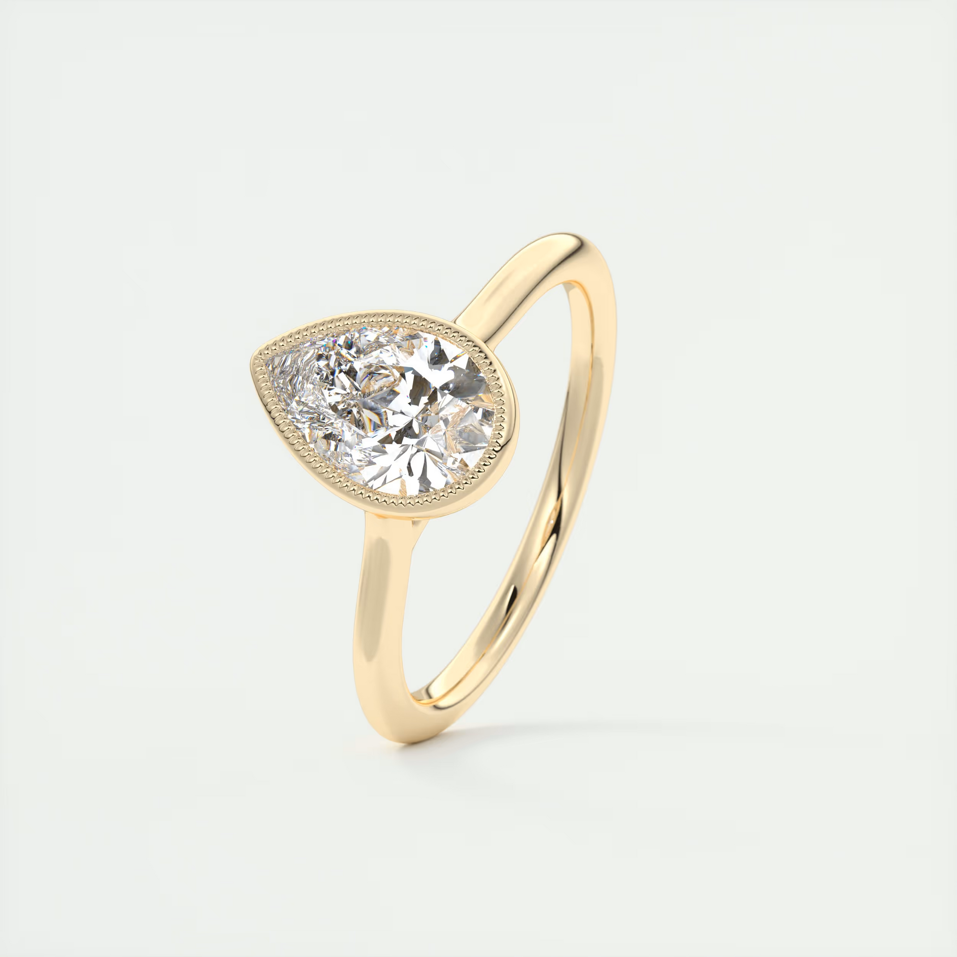 2 Carat Pear Solitaire Textured Bezel