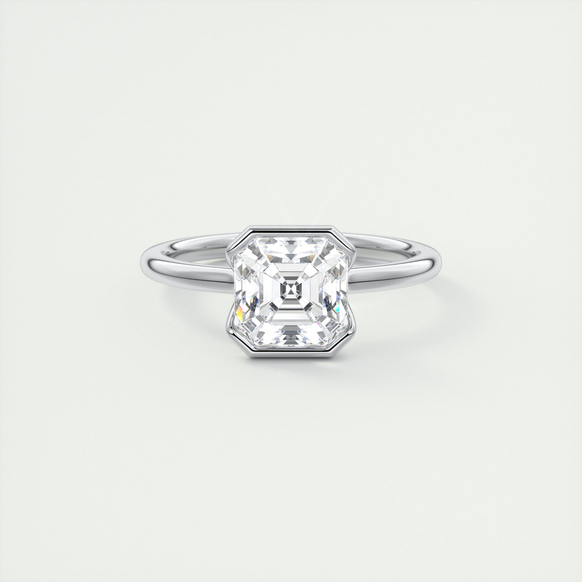 2 Carat Flush Stacking Half Asscher Bezel Solitaire