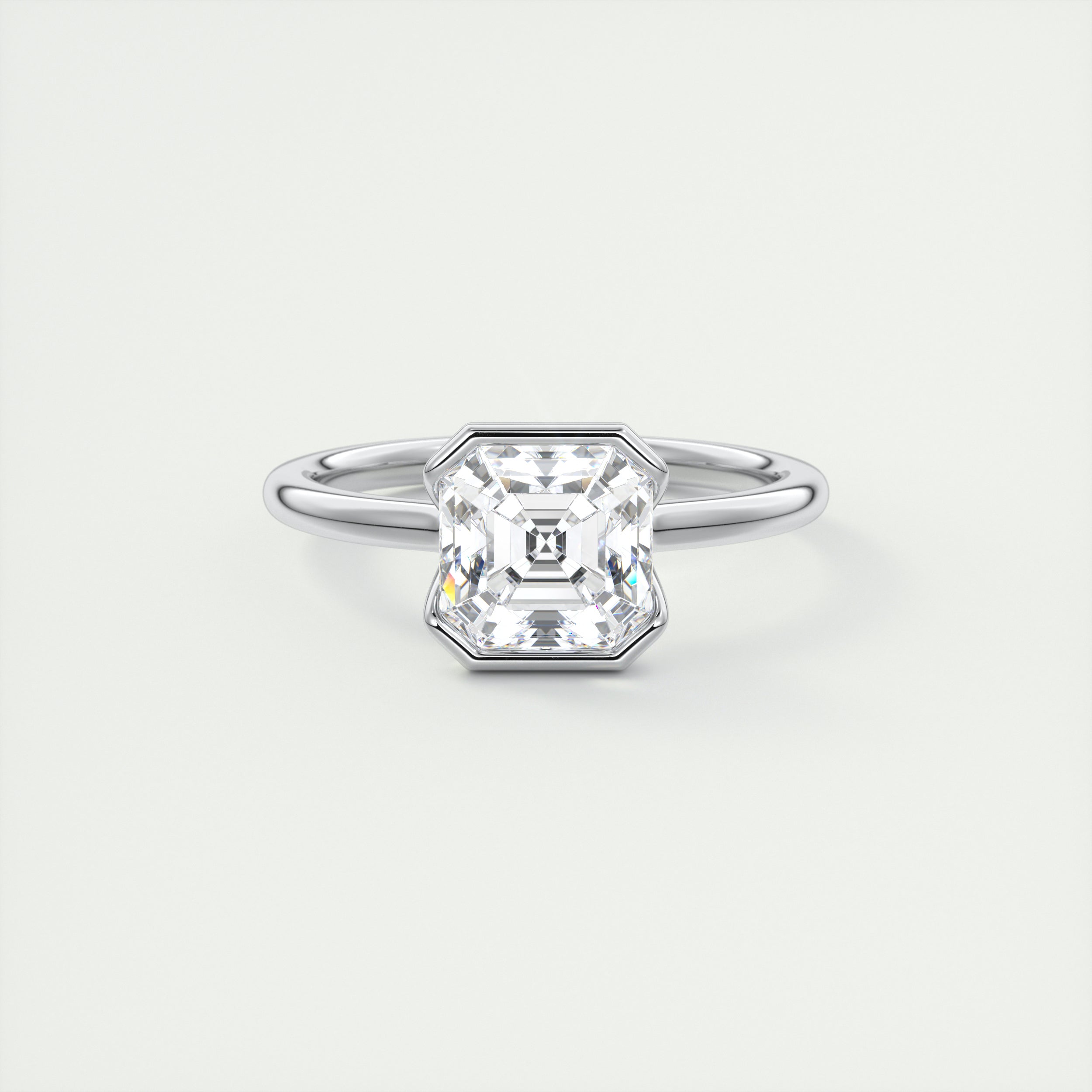 2 Carat Flush Stacking Half Asscher Bezel Solitaire