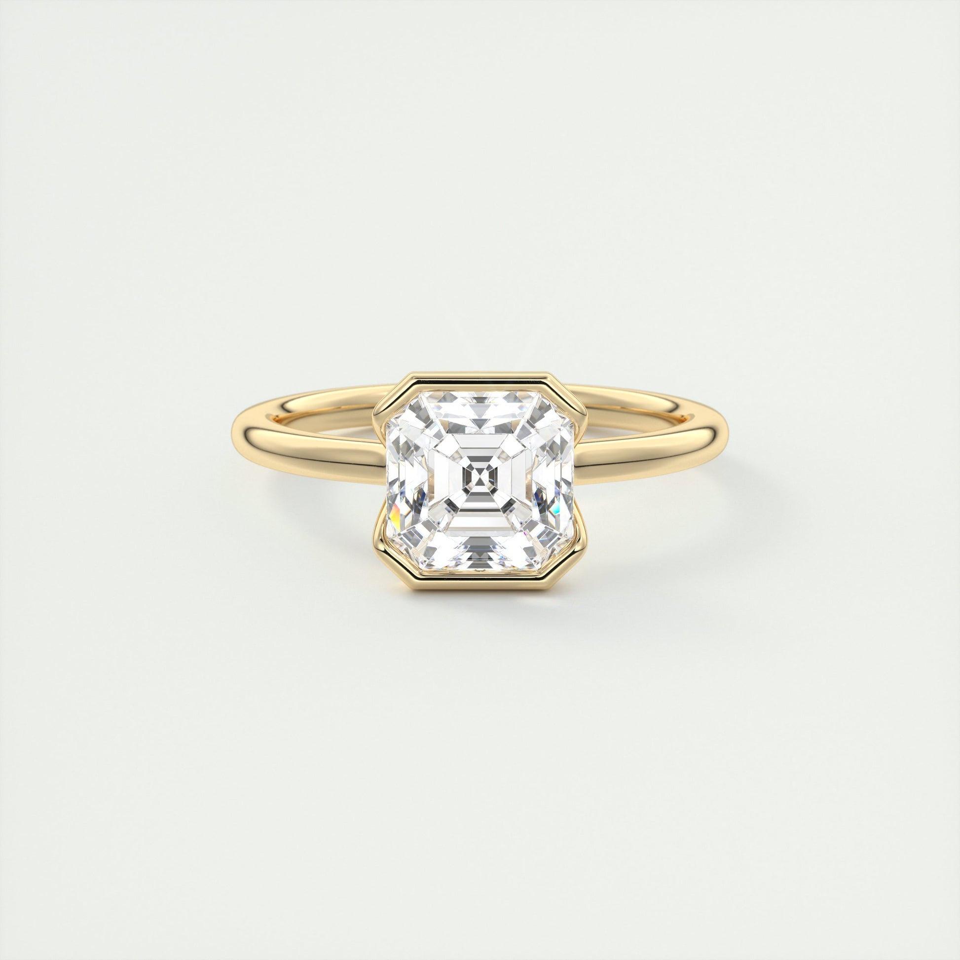 2 Carat Flush Stacking Half Asscher Bezel Solitaire