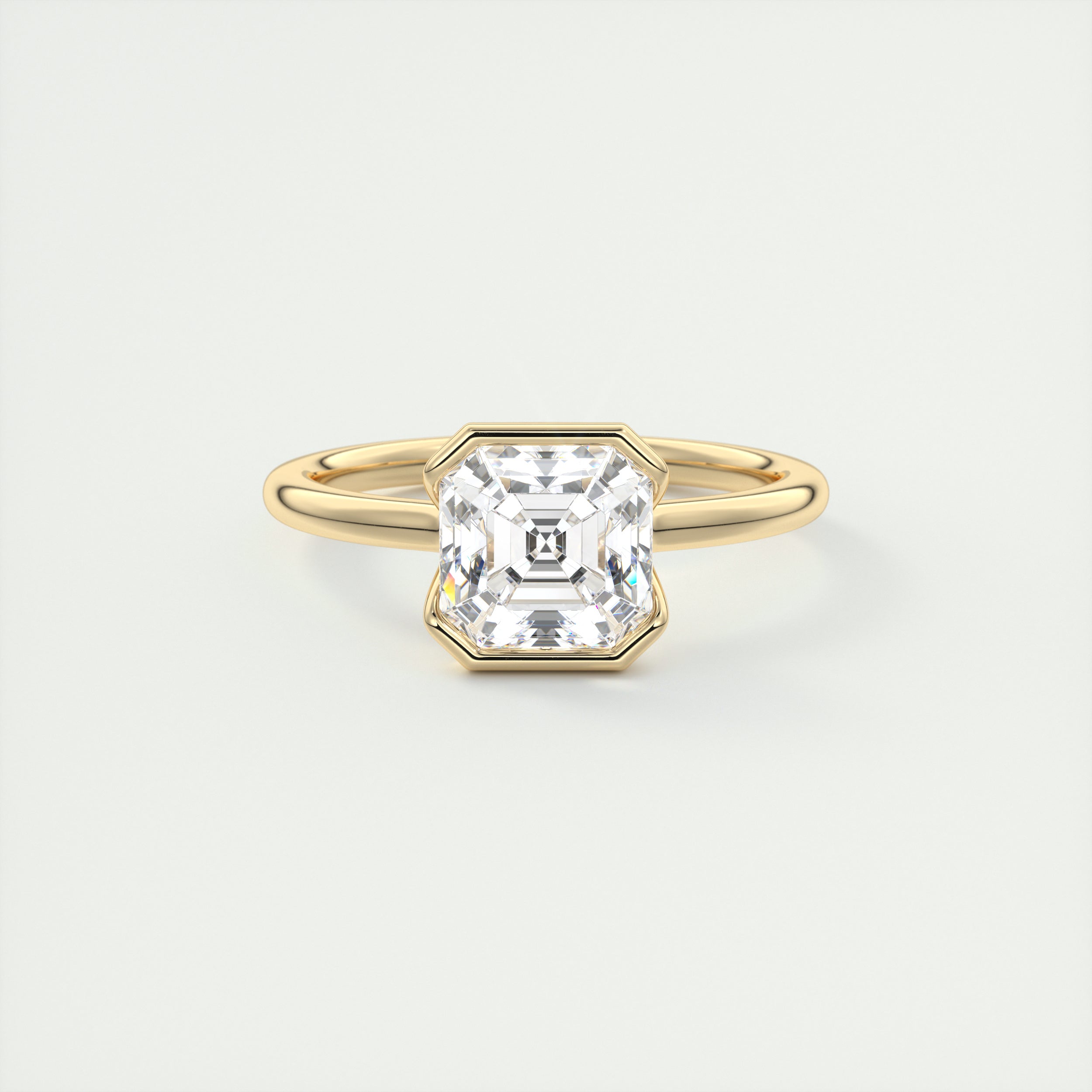 2 Carat Flush Stacking Half Asscher Bezel Solitaire