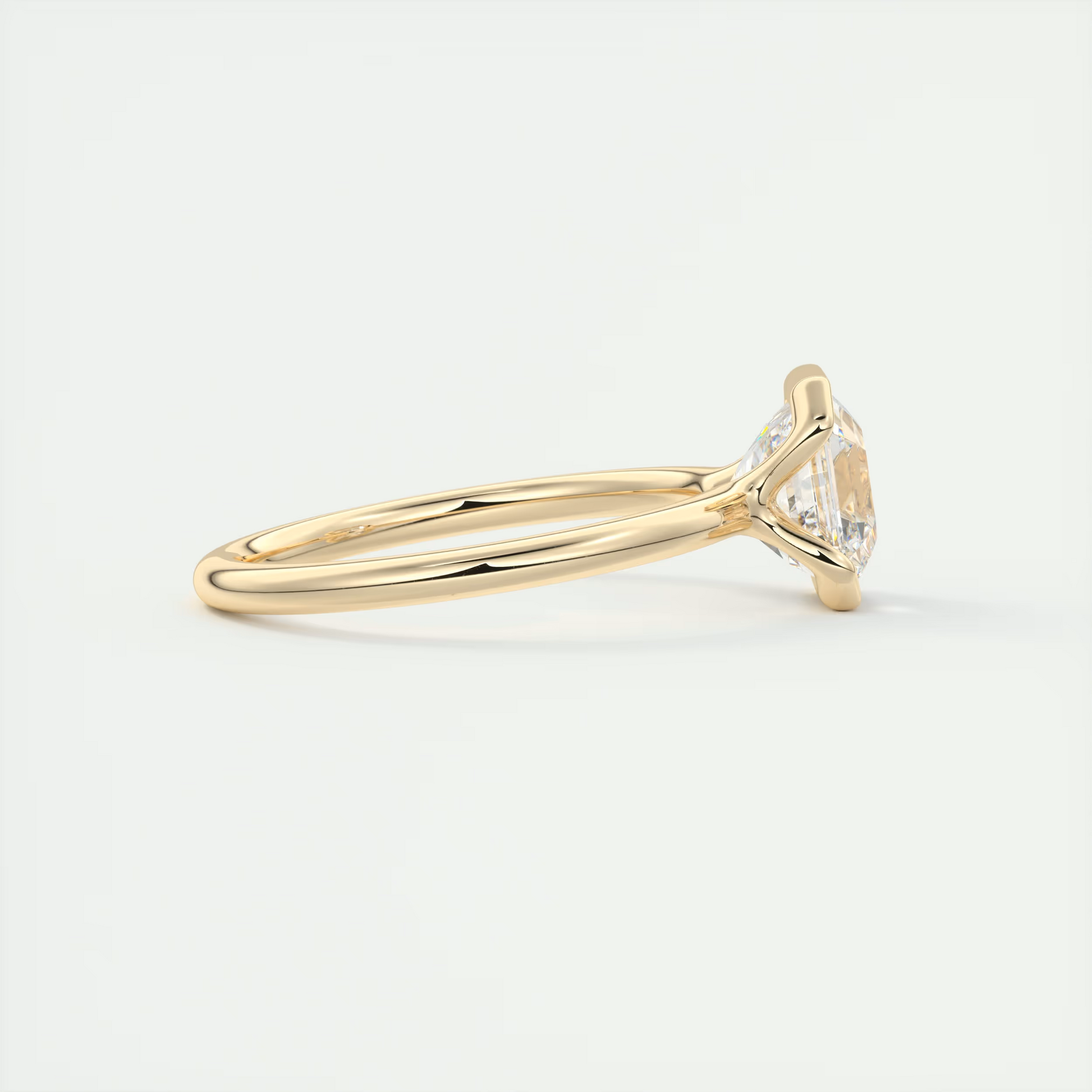 2 Carat Flush Stacking Half Asscher Bezel Solitaire