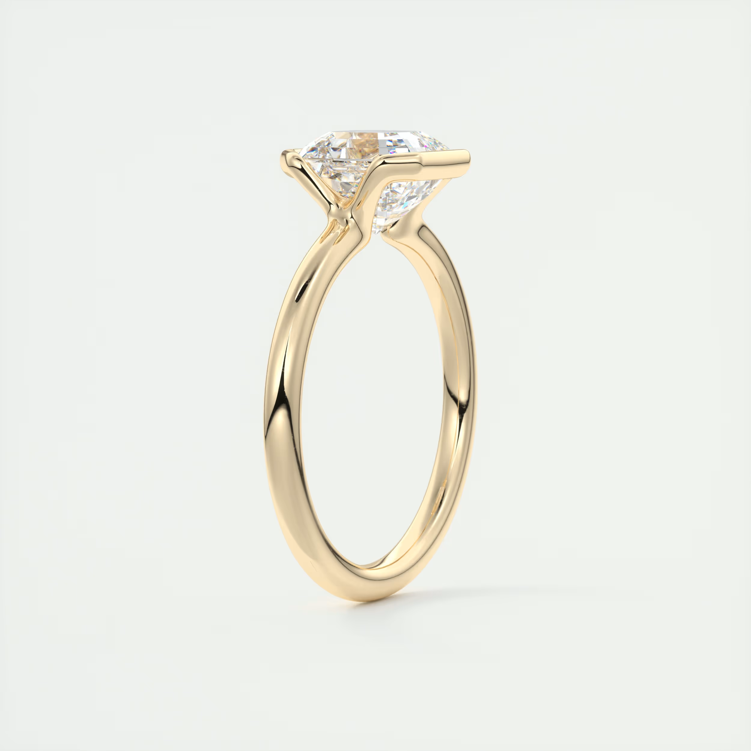 2 Carat Flush Stacking Half Asscher Bezel Solitaire