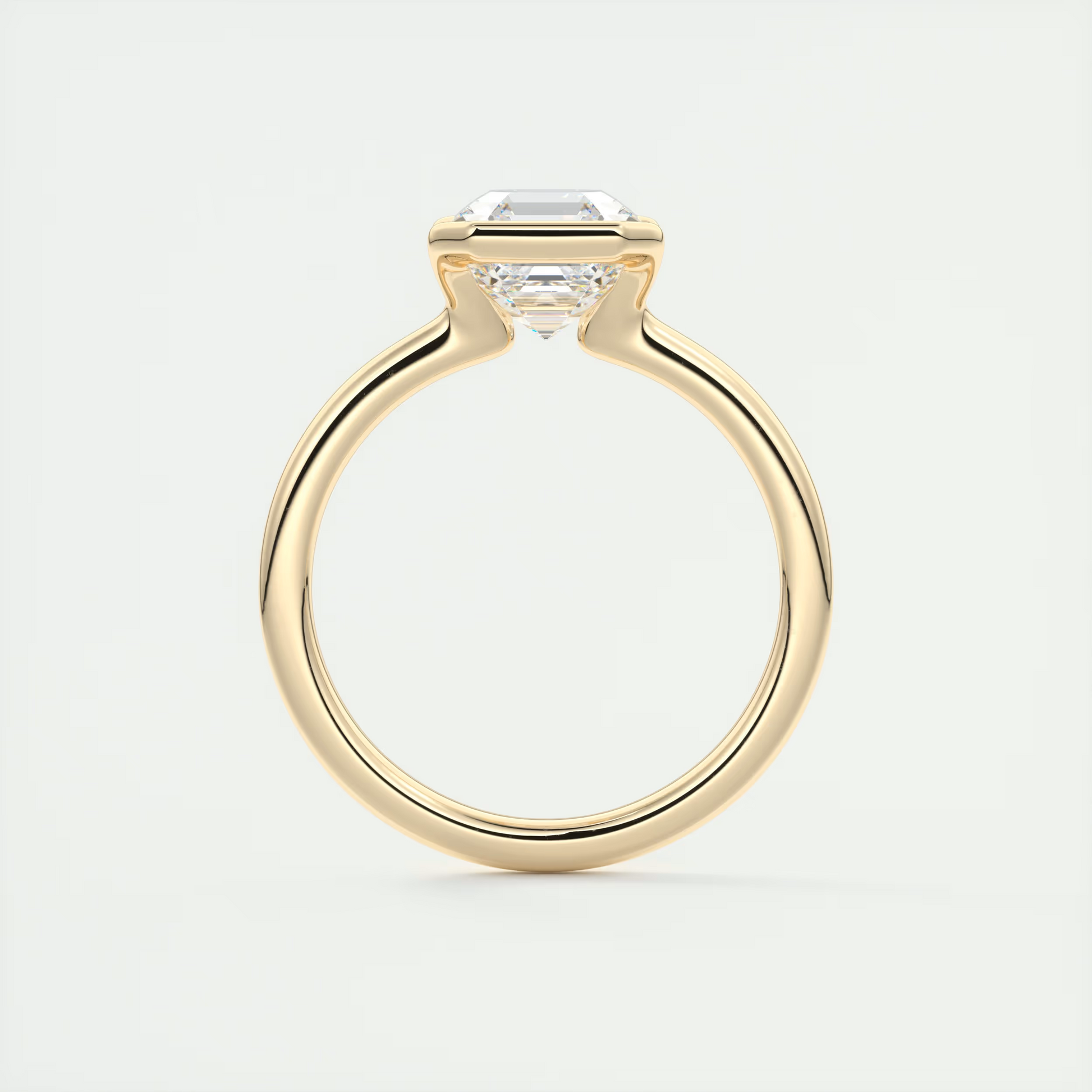 2 Carat Flush Stacking Half Asscher Bezel Solitaire