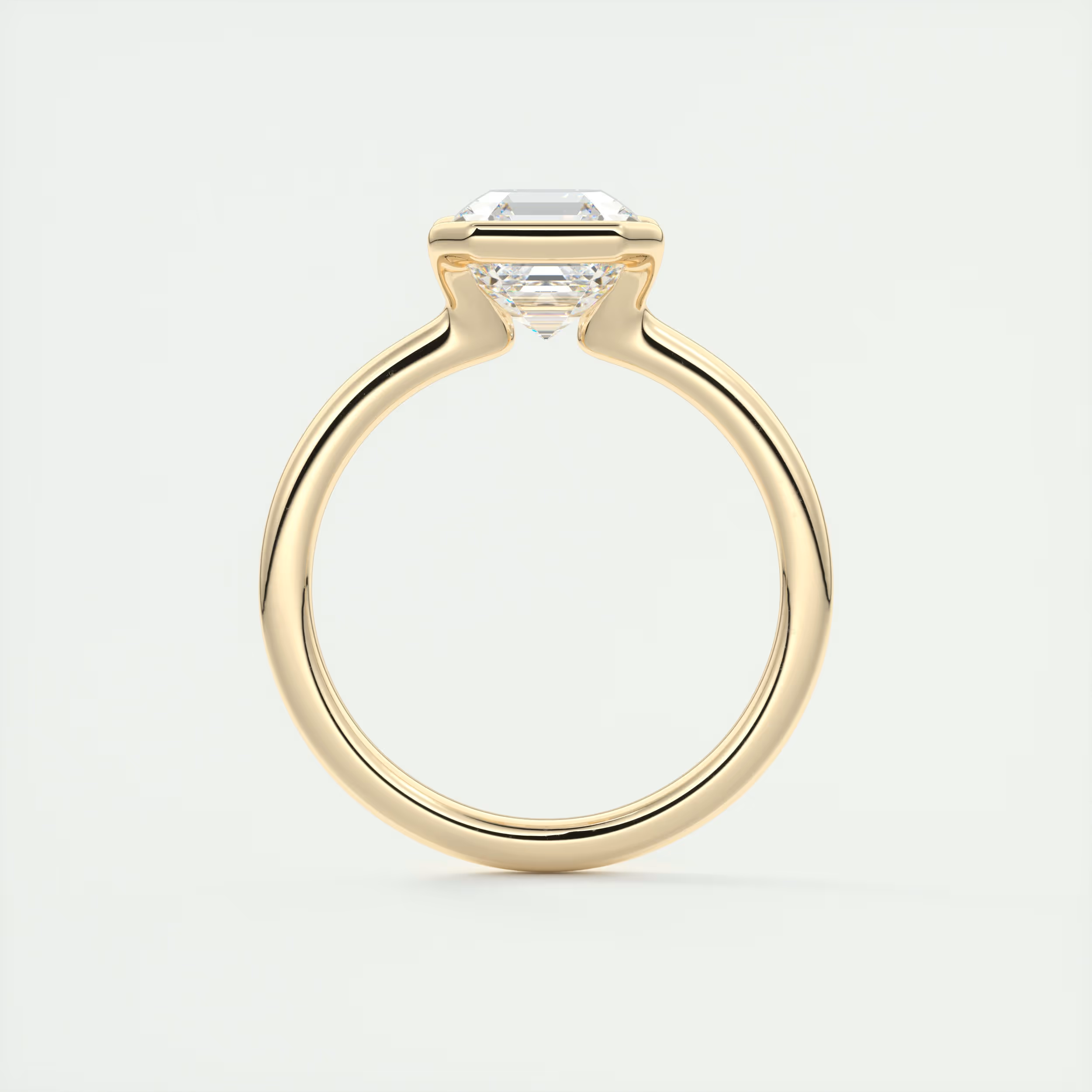 2 Carat Flush Stacking Half Asscher Bezel Solitaire
