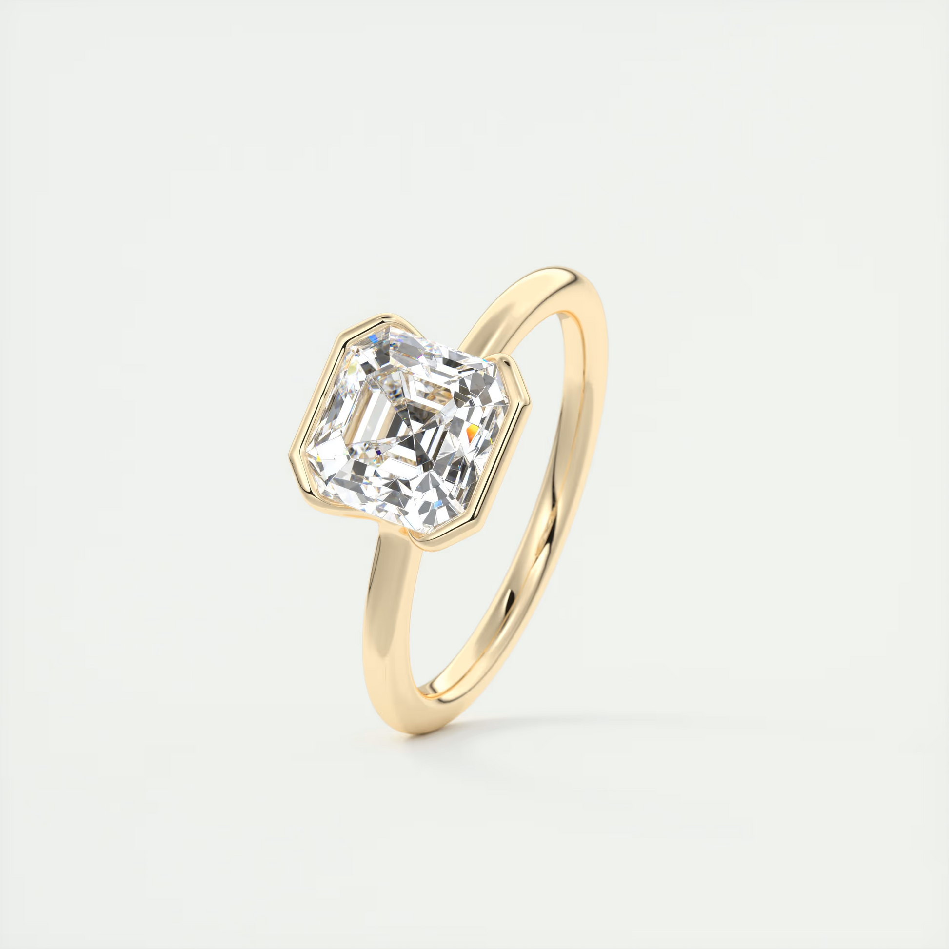 2 Carat Flush Stacking Half Asscher Bezel Solitaire