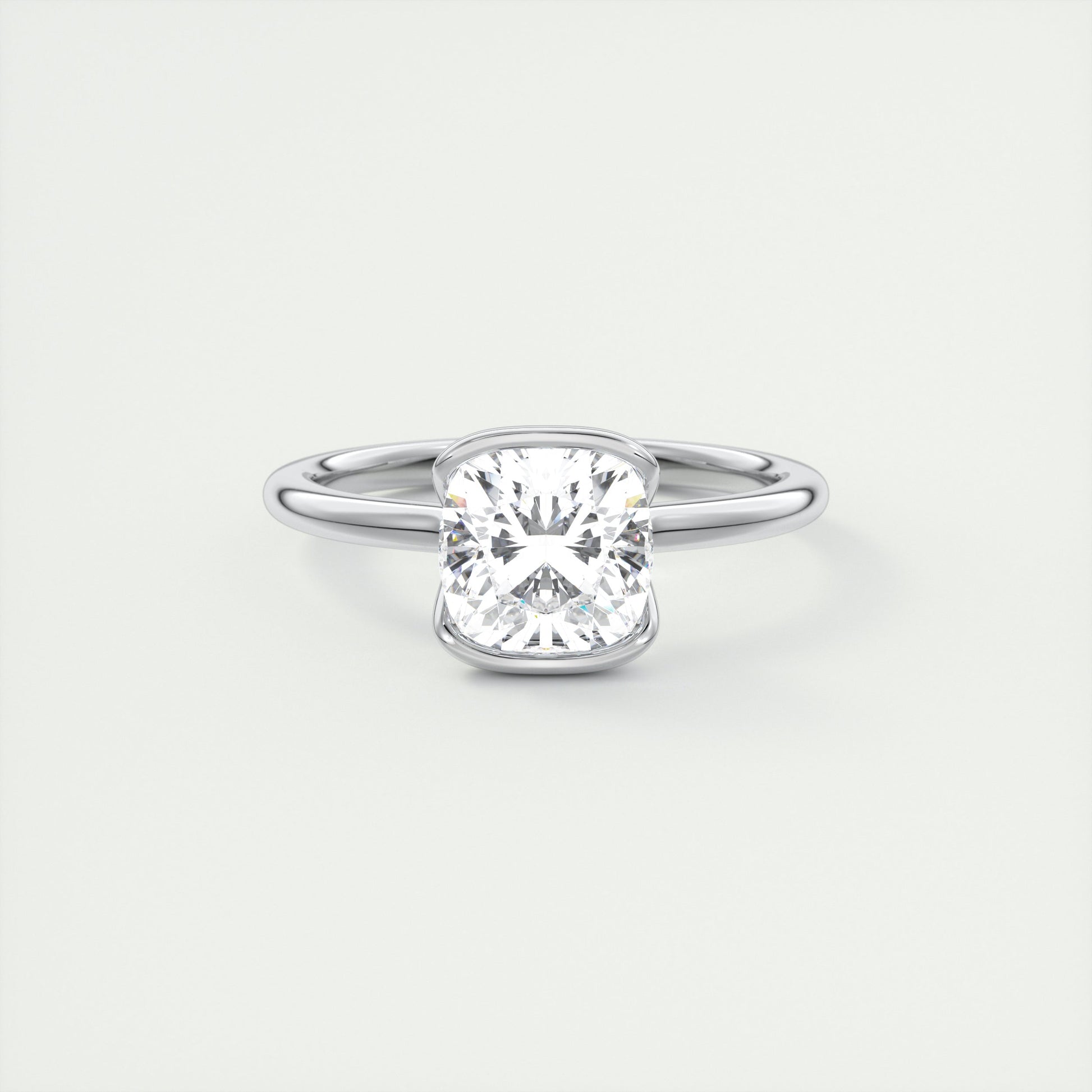 2 Carat Cushion Half Bezel Flush Stacking Solitaire