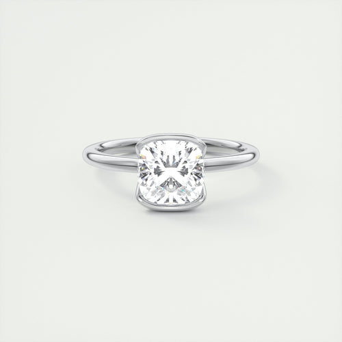 2 Carat Cushion Half Bezel Flush Stacking Solitaire