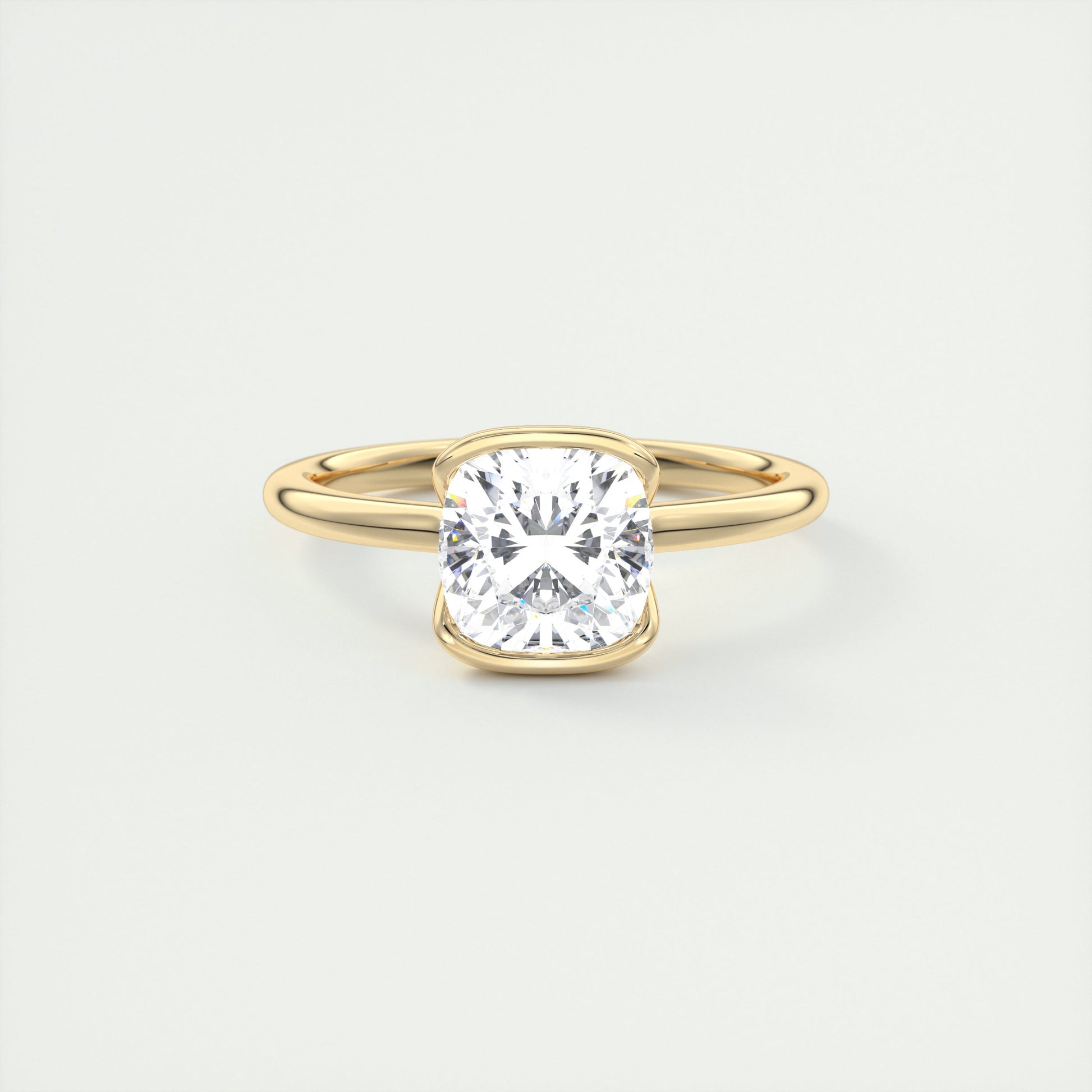 2 Carat Cushion Half Bezel Flush Stacking Solitaire