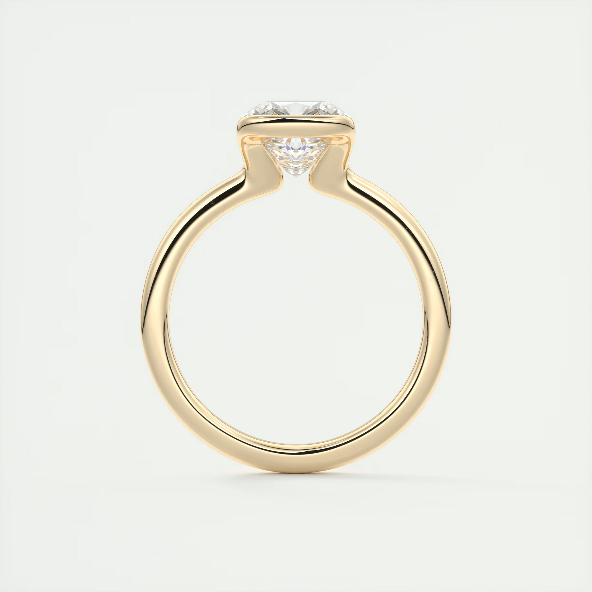 2 Carat Cushion Half Bezel Flush Stacking Solitaire