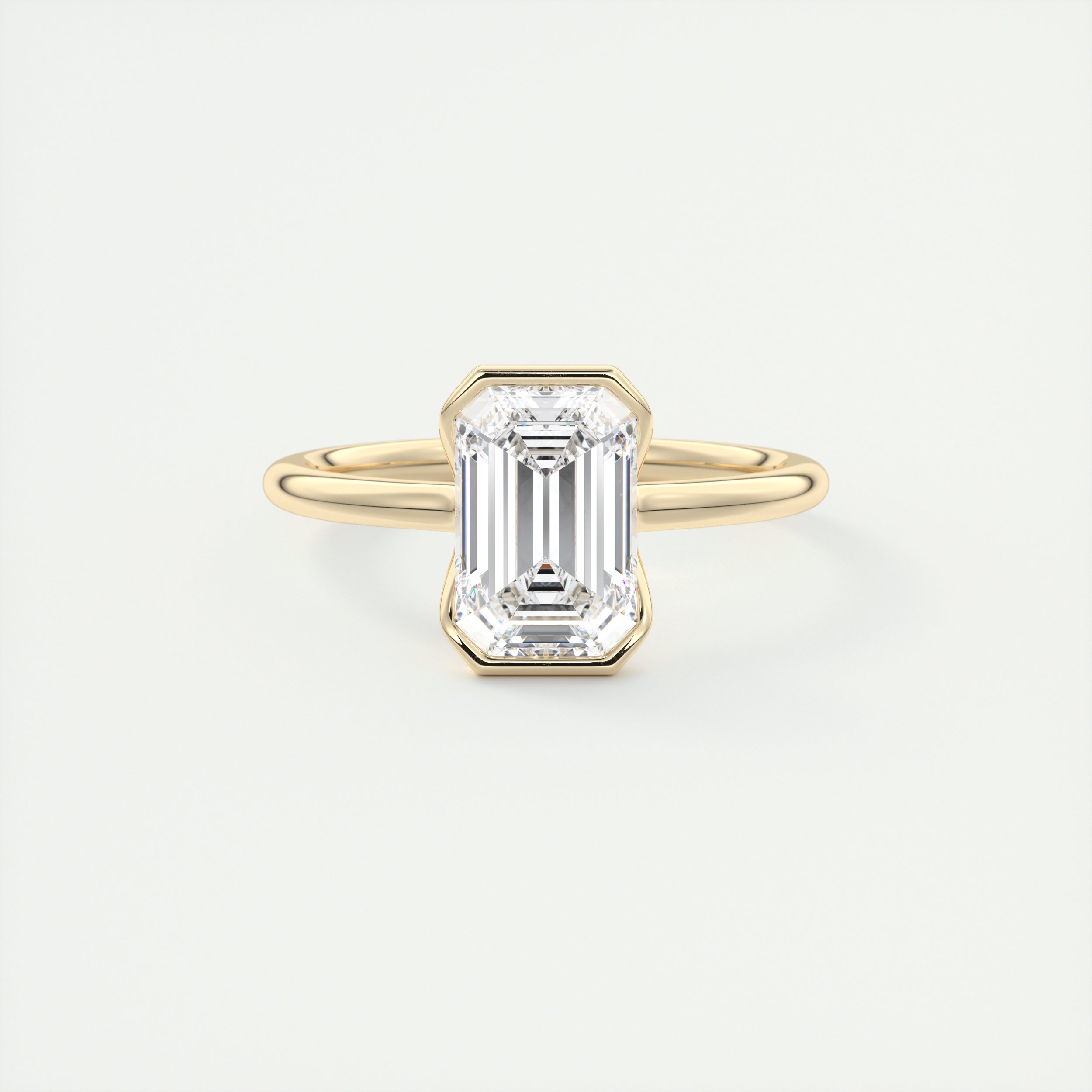 2 Carat Half Bezel Emerald Solitaire