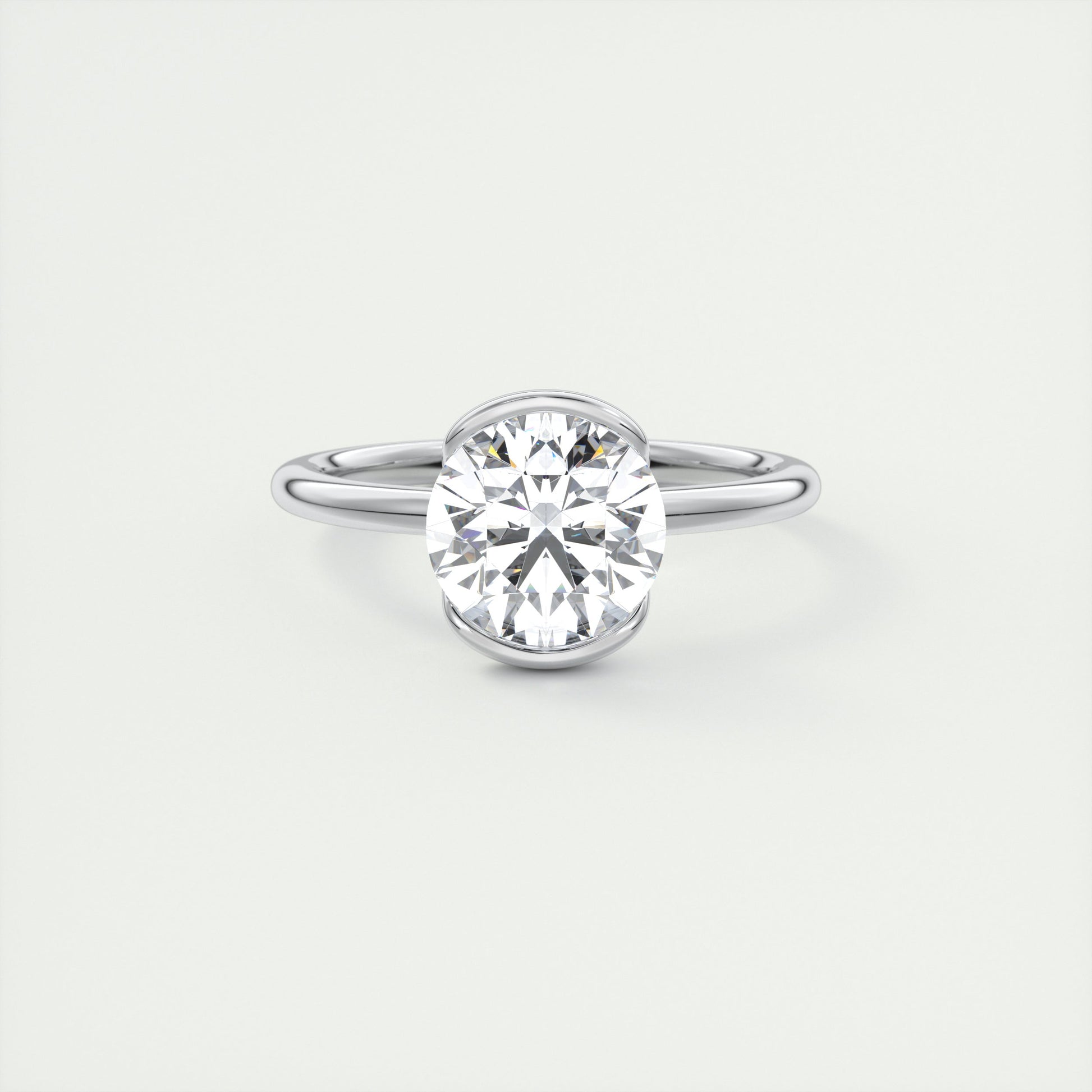 2 Carat Round Flush Stacking Half Bezel Solitaire