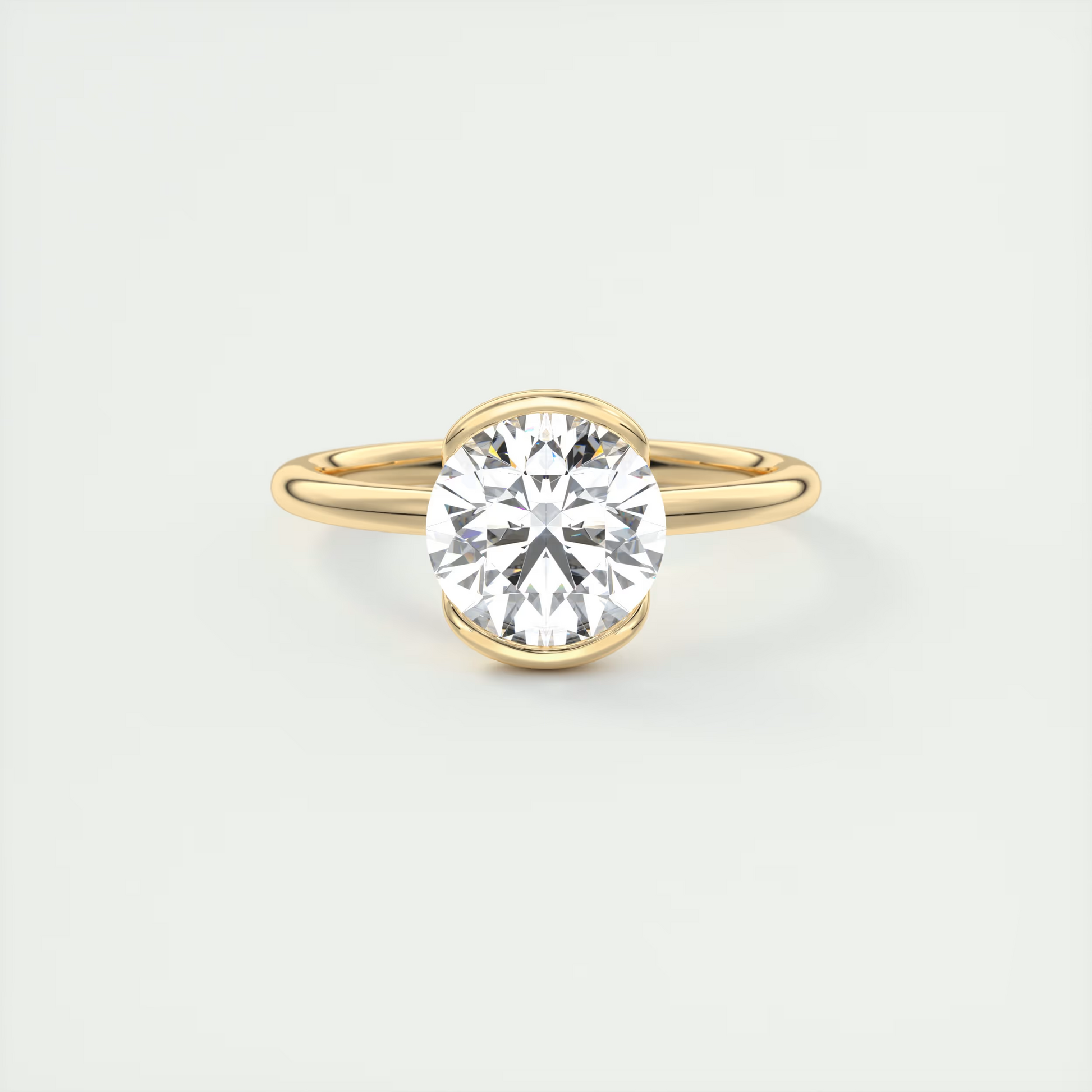 2 Carat Round Flush Stacking Half Bezel Solitaire