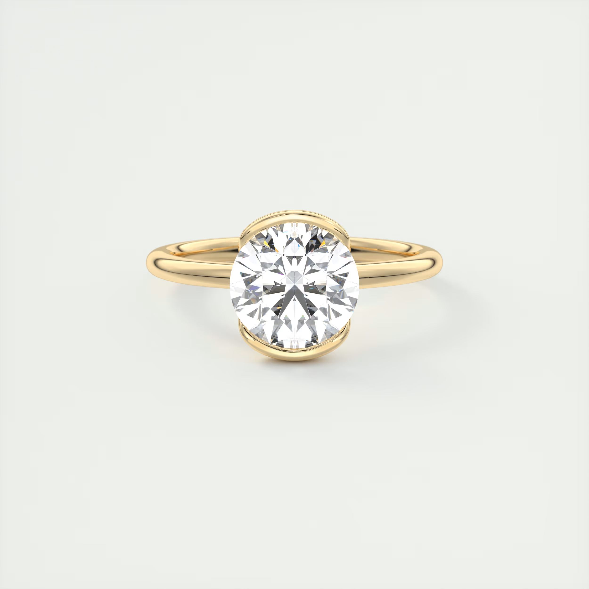 2 Carat Round Flush Stacking Half Bezel Solitaire