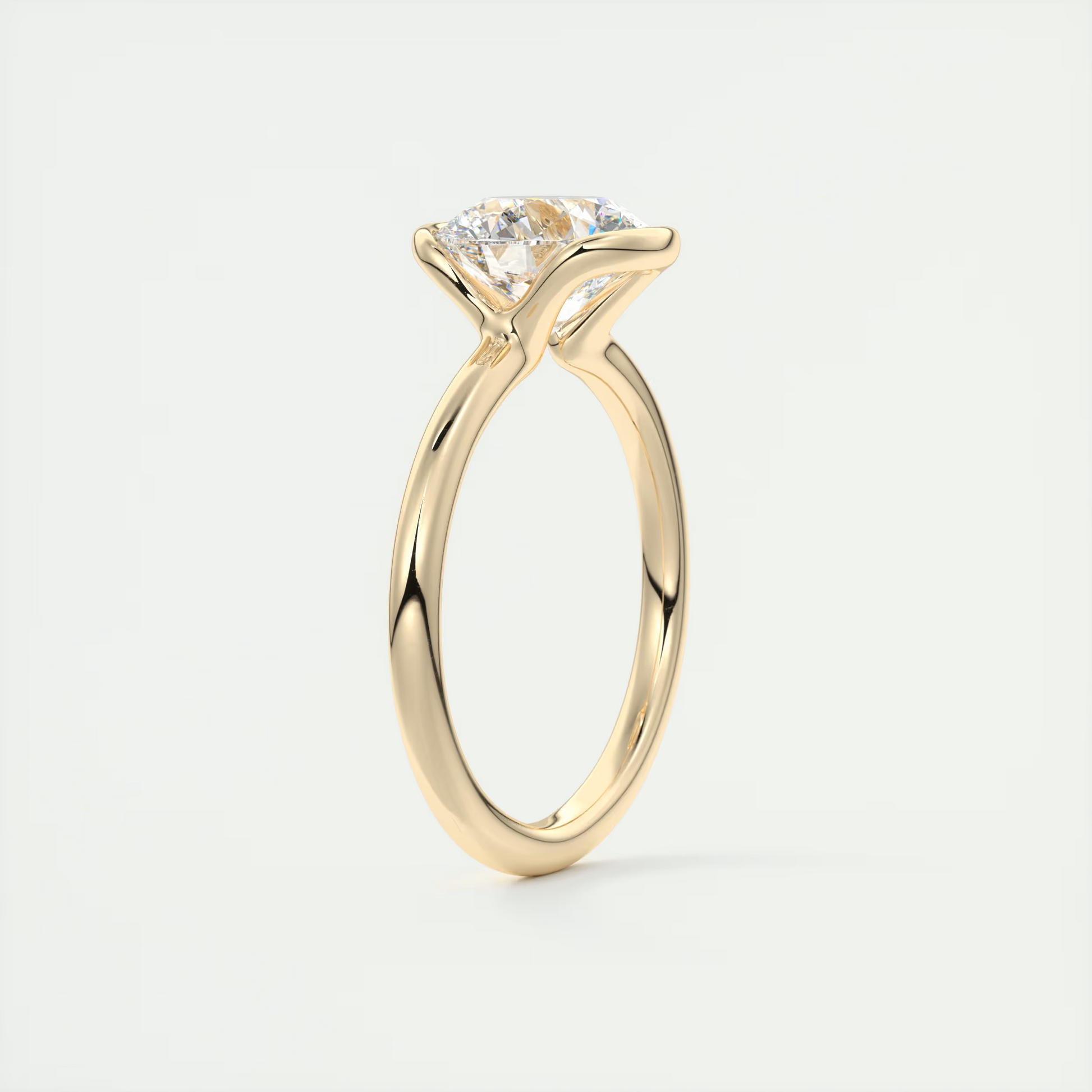 2 Carat Round Flush Stacking Half Bezel Solitaire