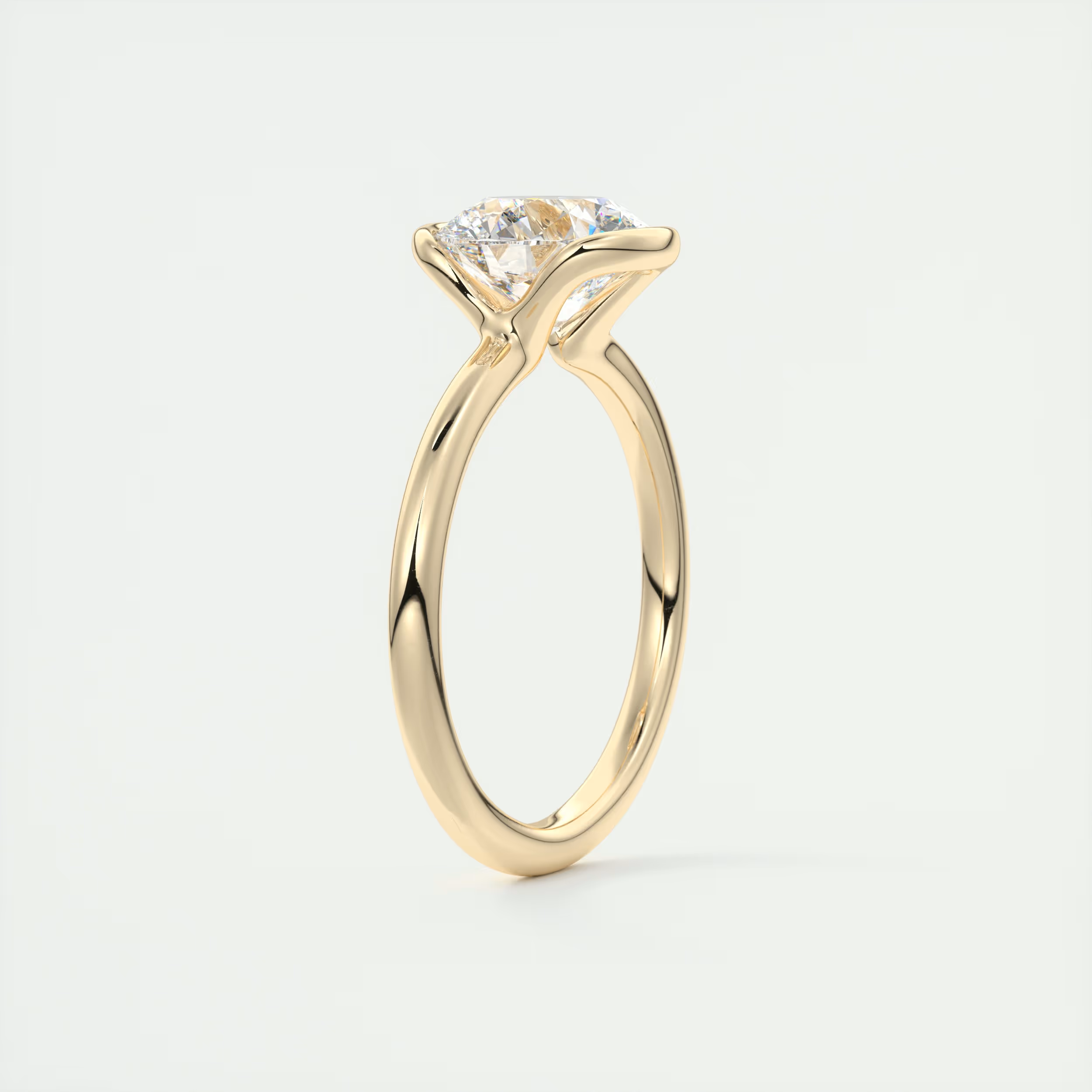 2 Carat Round Flush Stacking Half Bezel Solitaire