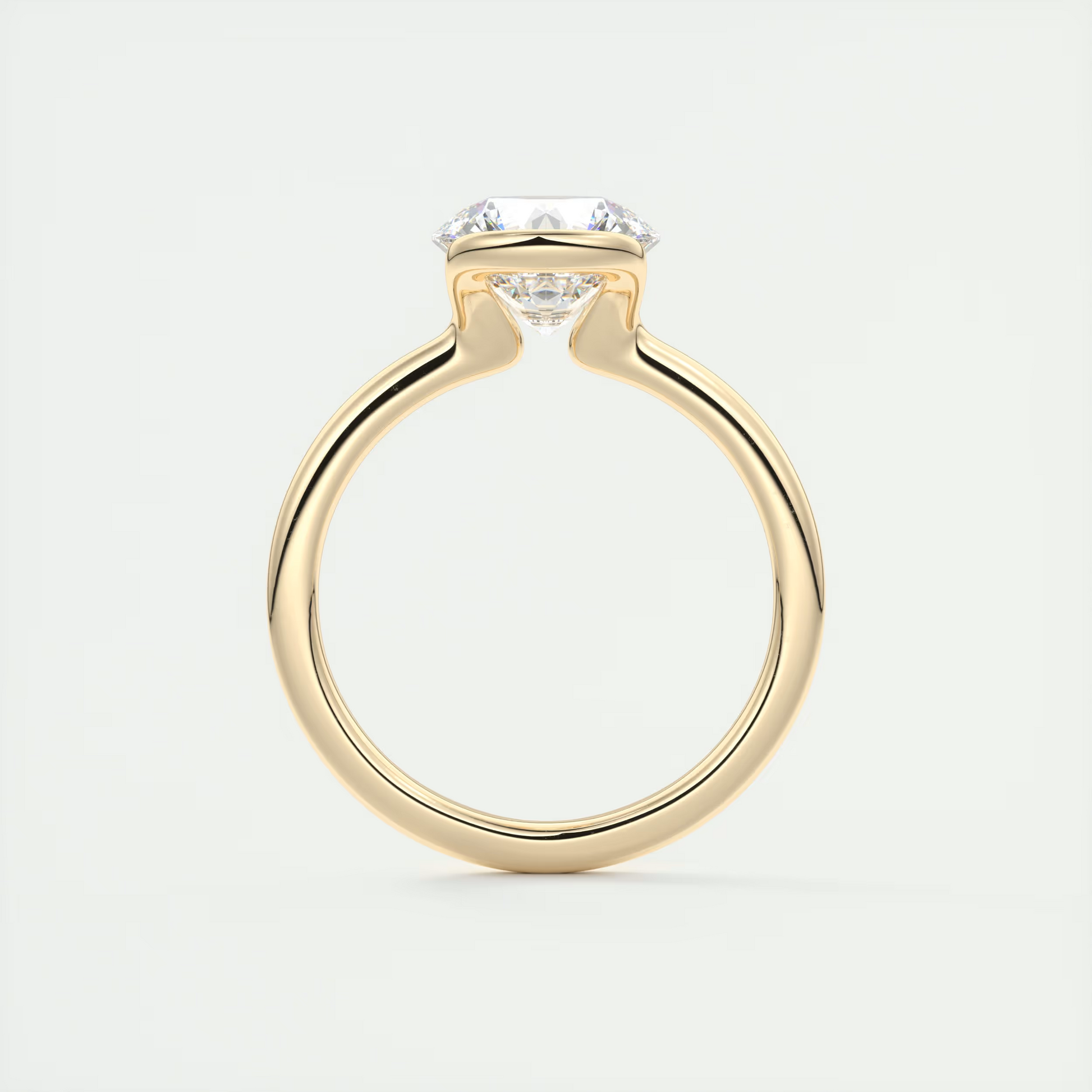 2 Carat Round Flush Stacking Half Bezel Solitaire