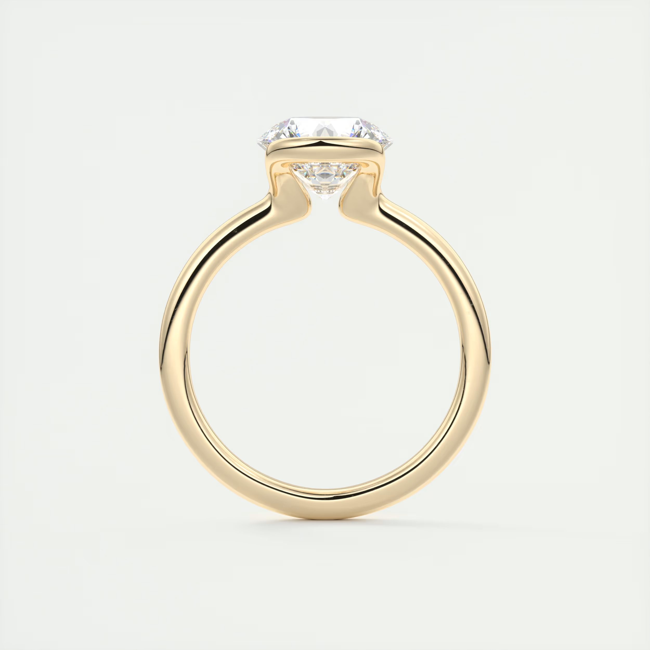 2 Carat Round Flush Stacking Half Bezel Solitaire