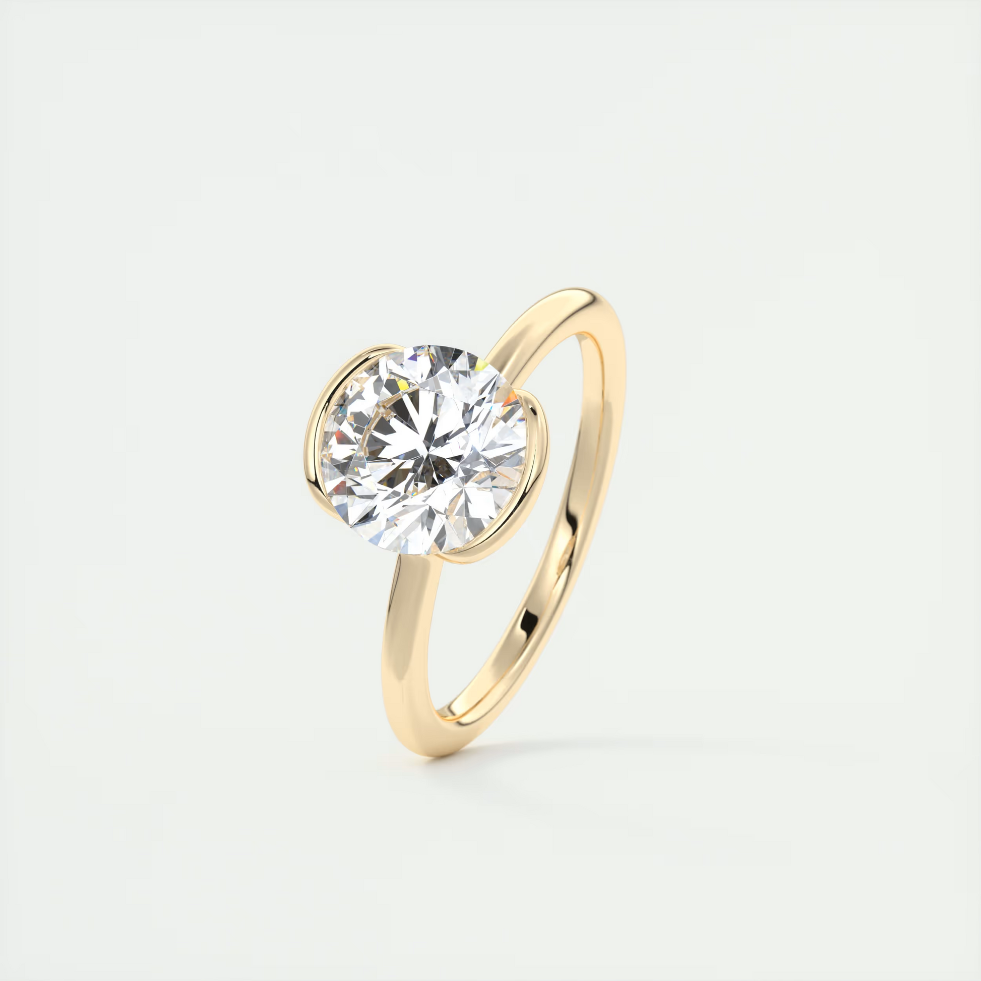 2 Carat Round Flush Stacking Half Bezel Solitaire