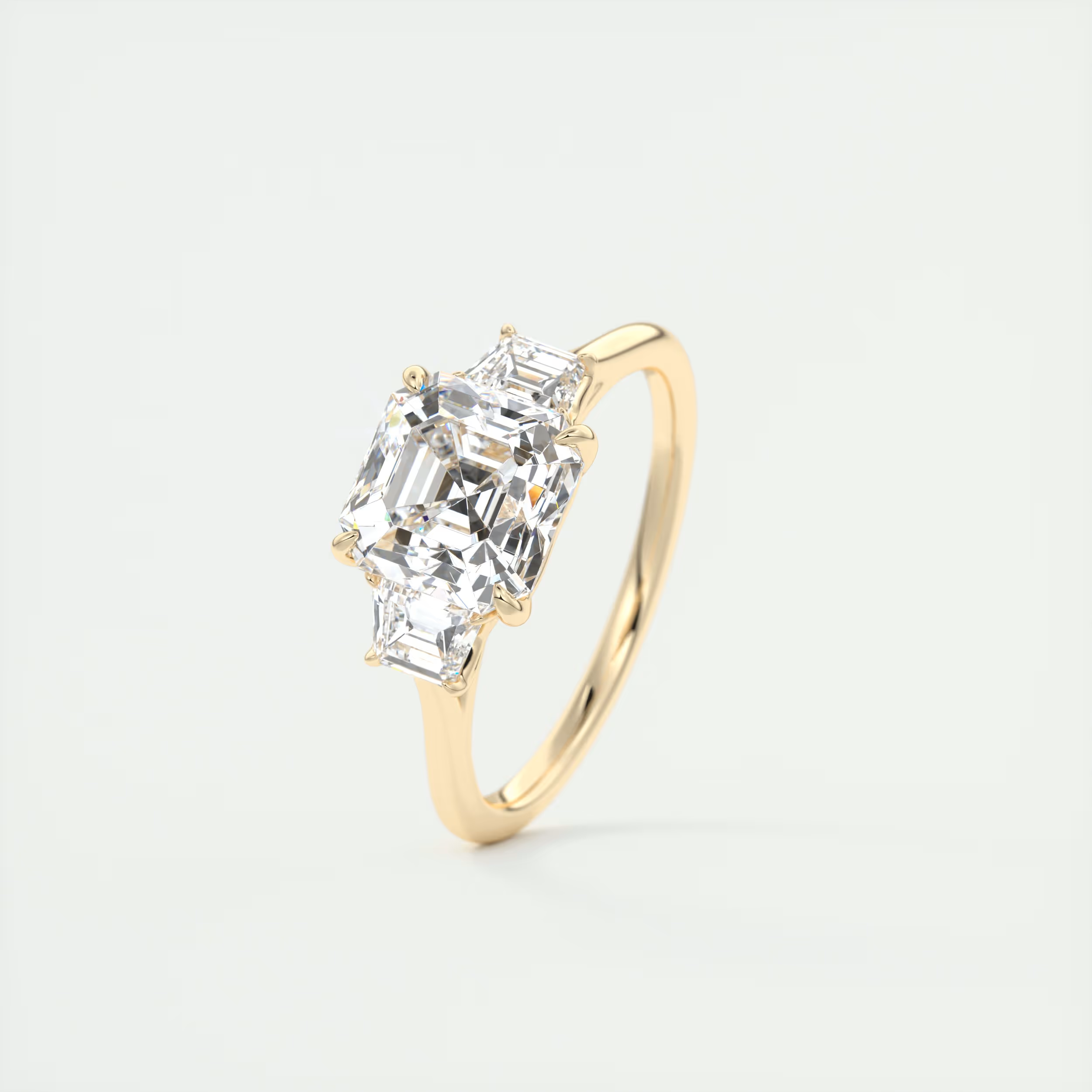 Geometry 2 Carat Asscher-Cut Trapezoid Three-Stone Diamond Ring
