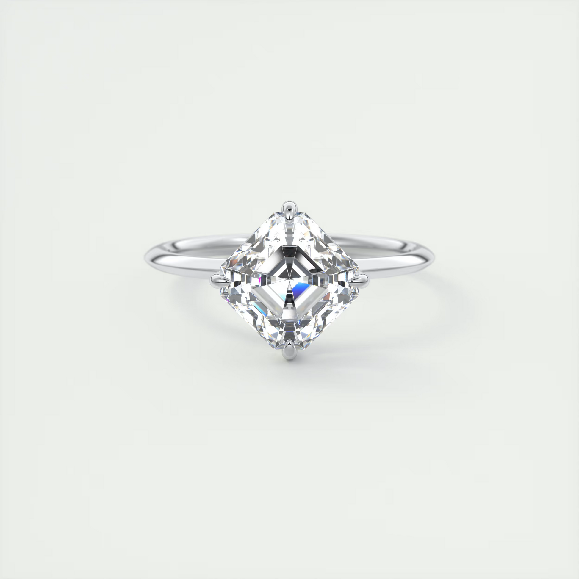 Royal 2 Carat Asscher Cut Solitaire Diamond Ring