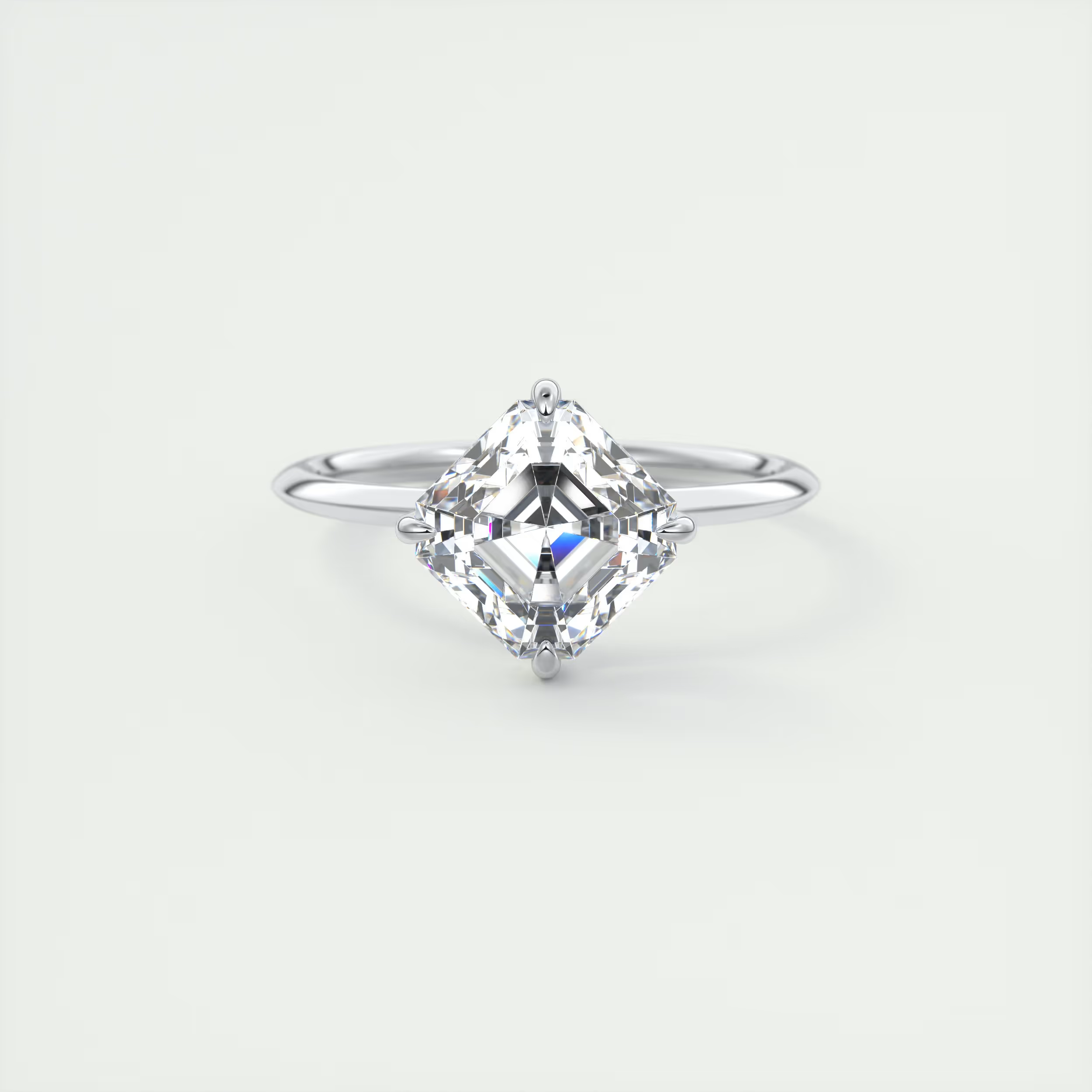 Royal 2 Carat Asscher Cut Solitaire Diamond Ring