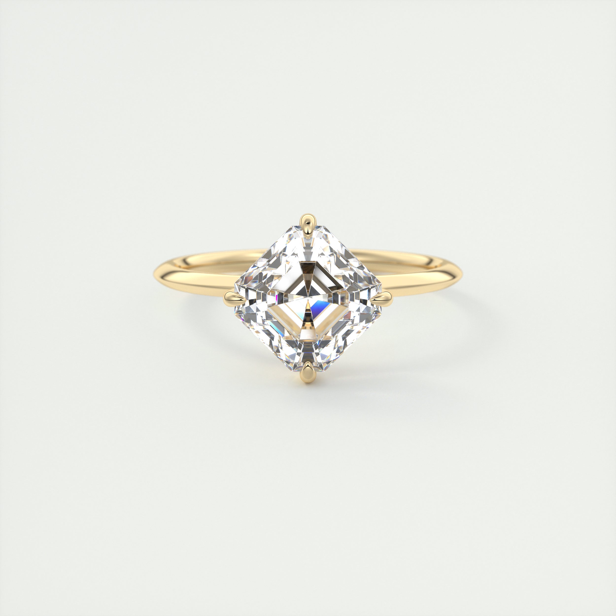 Royal 2 Carat Asscher Cut Solitaire Diamond Ring