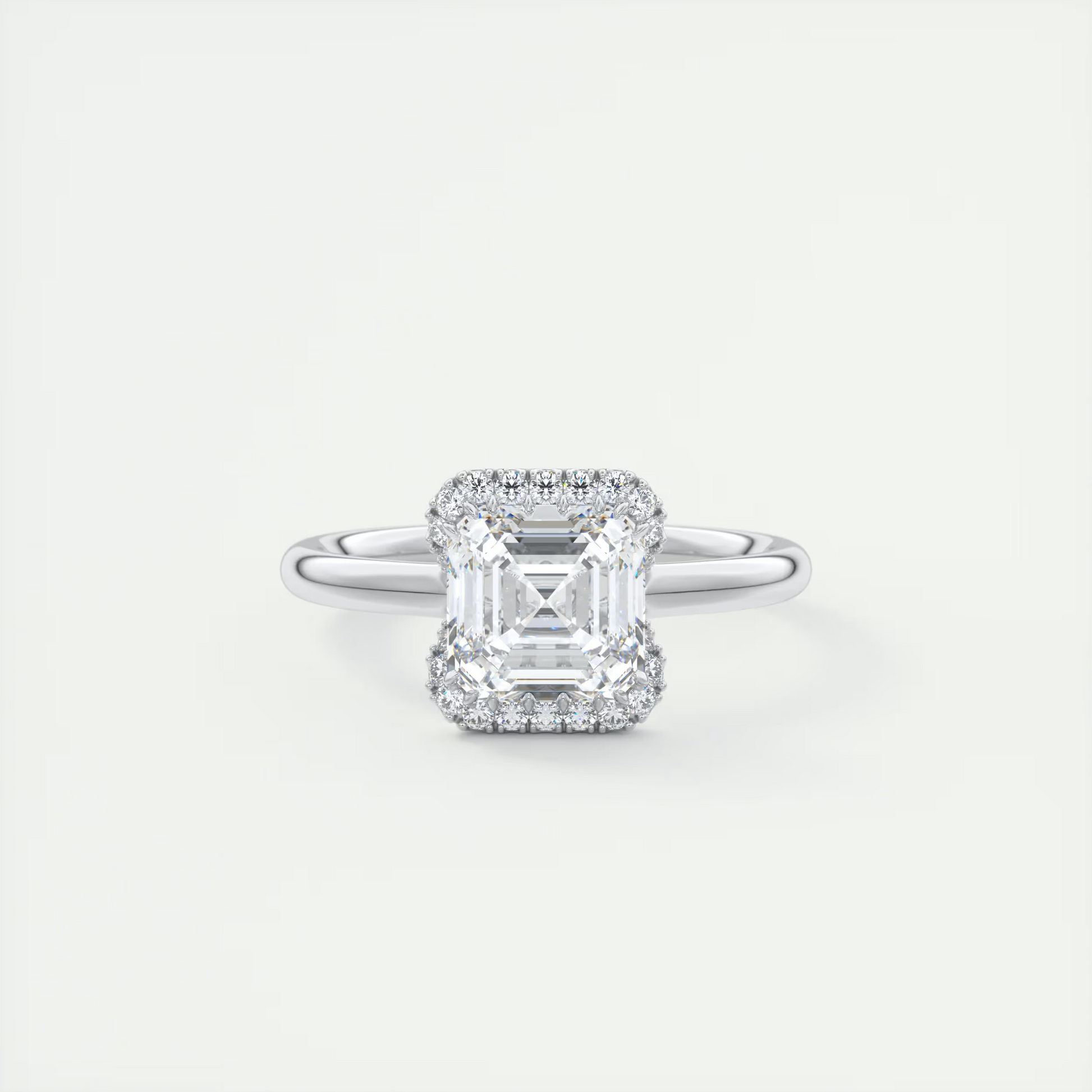 Luxury 2 Carat Asscher Flush Stacking Half Halo Solitaire