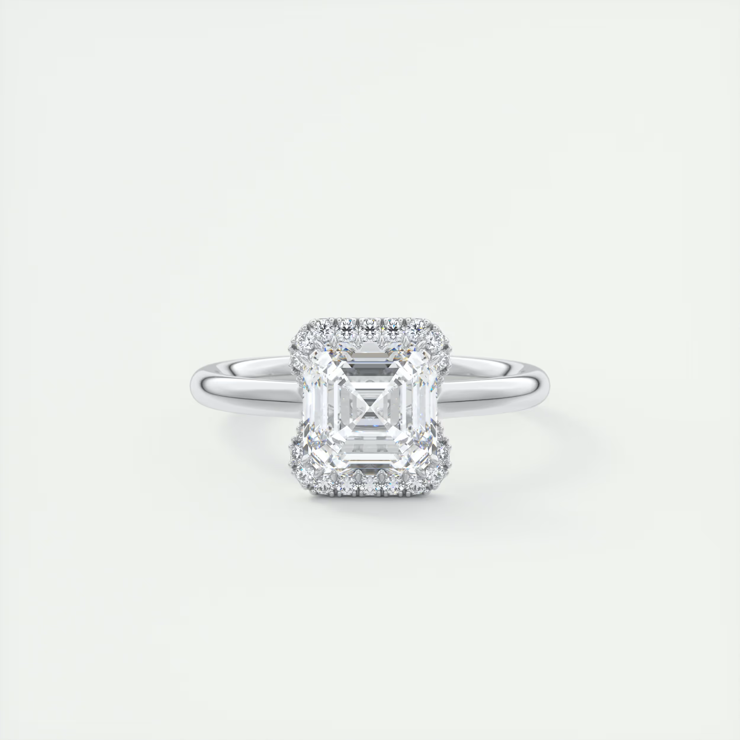 Luxury 2 Carat Asscher Flush Stacking Half Halo Solitaire