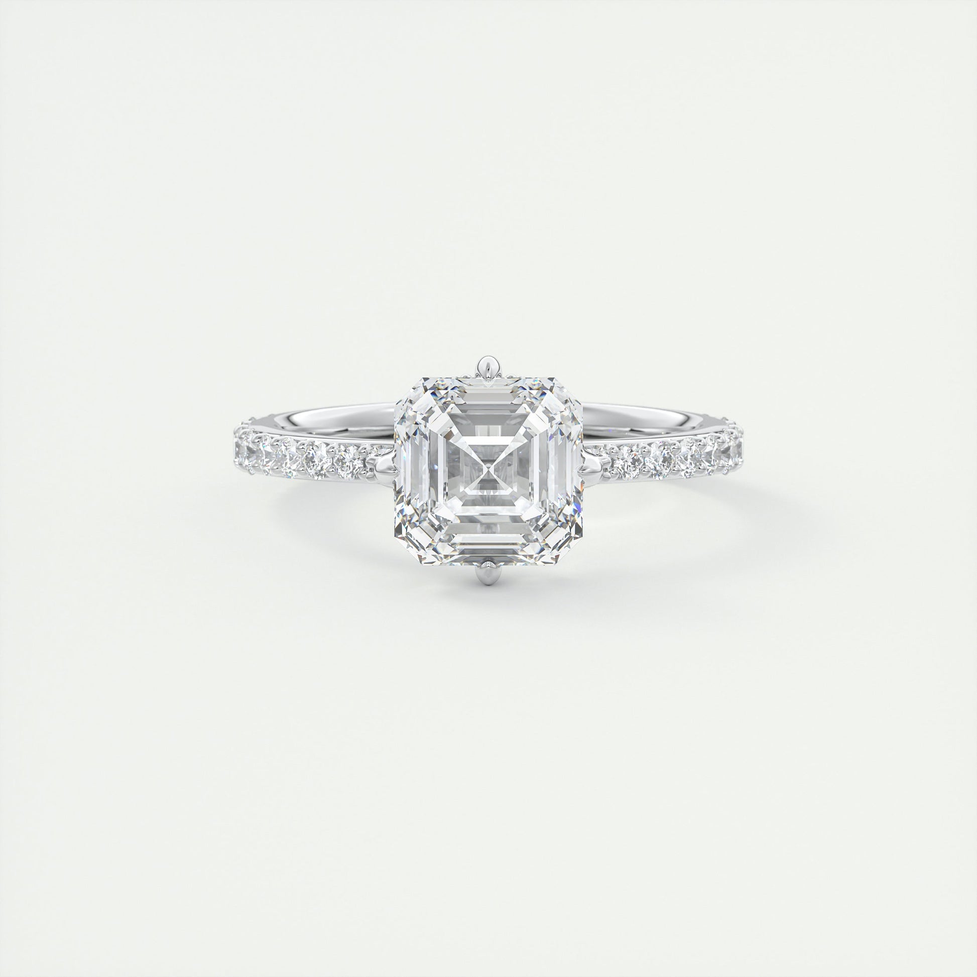 2 Carat Compass Point Pavé Asscher Solitaire