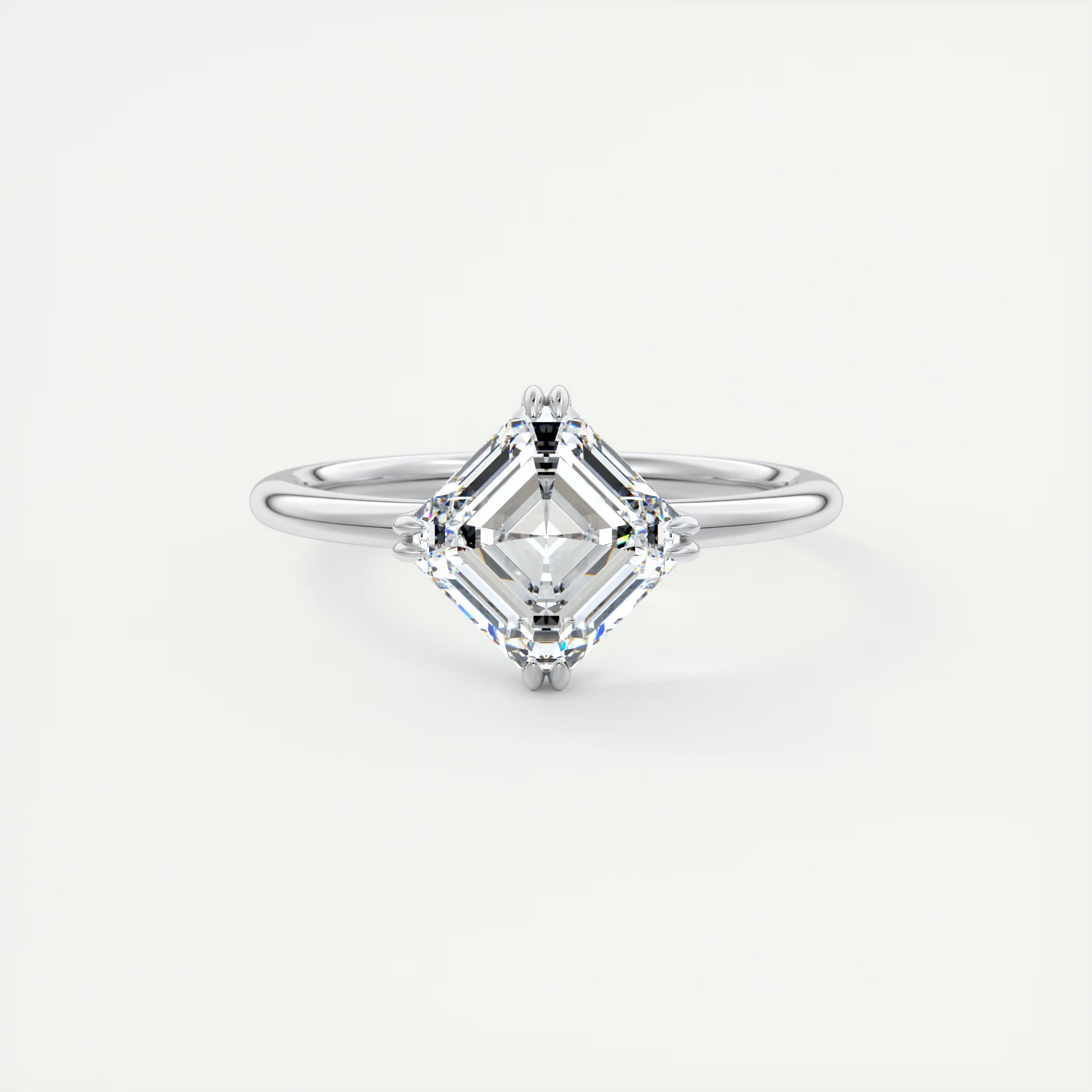 2 Carat Low Profile Kite Set Asscher Solitaire