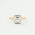 Luxury 2 Carat Asscher Flush Stacking Half Halo Solitaire