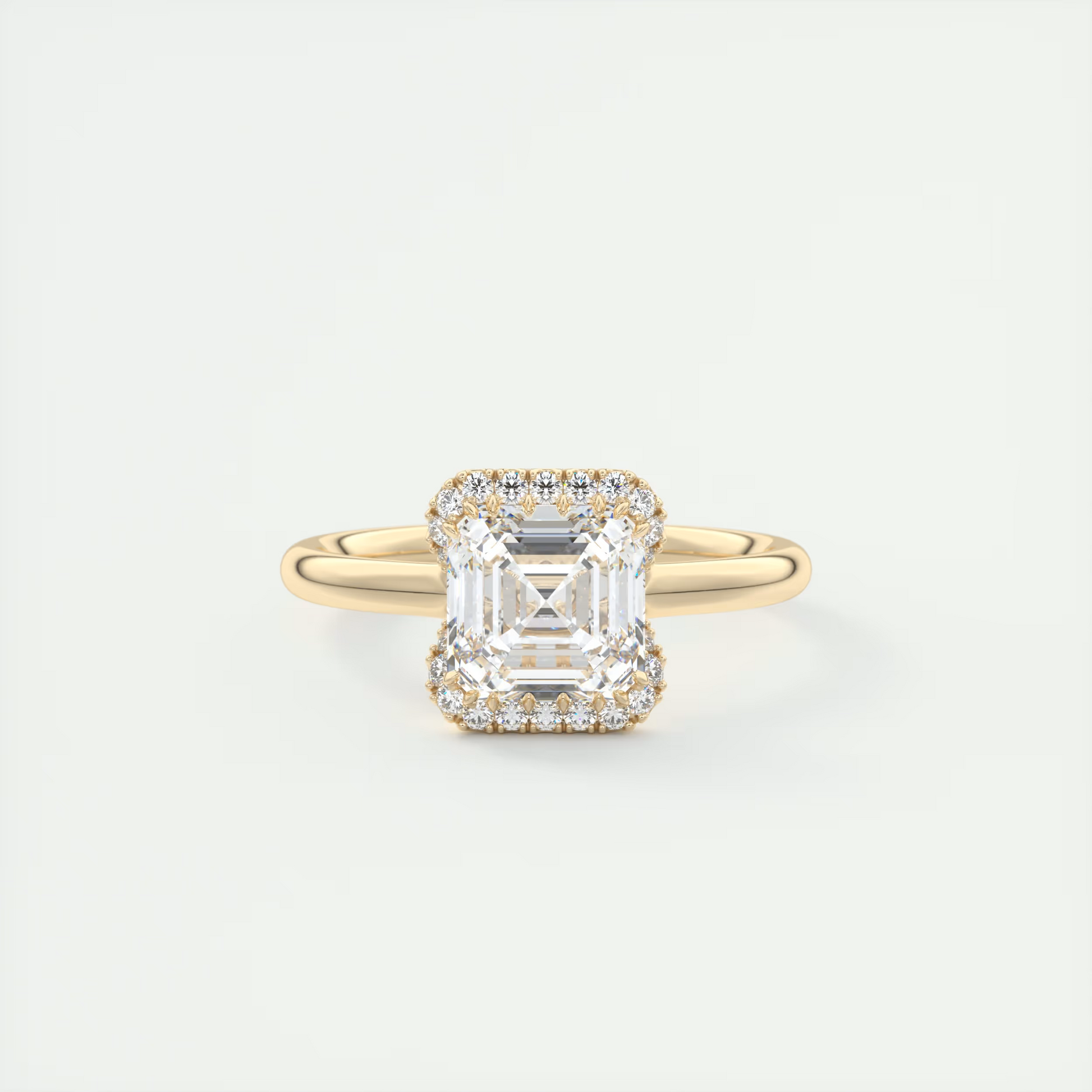 Luxury 2 Carat Asscher Flush Stacking Half Halo Solitaire