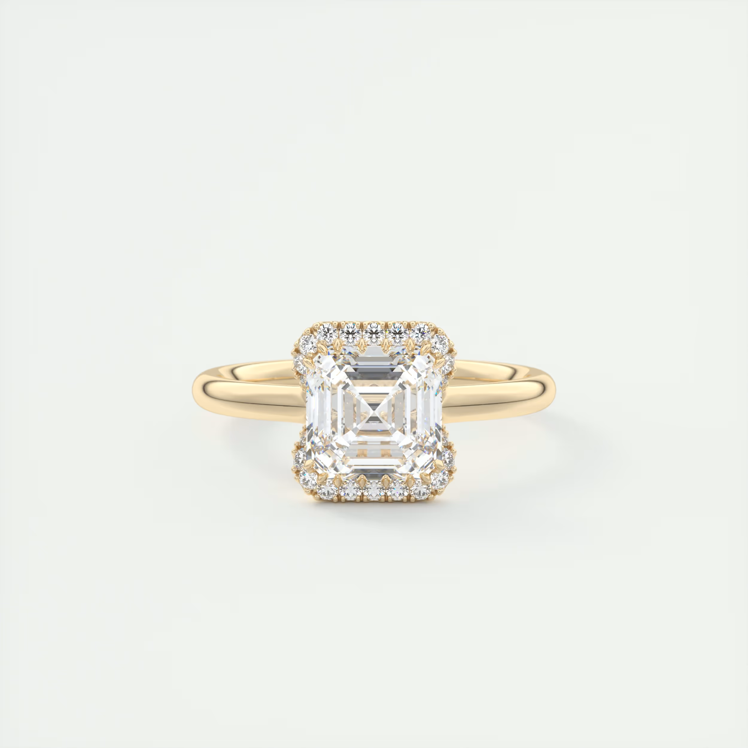 Luxury 2 Carat Asscher Flush Stacking Half Halo Solitaire
