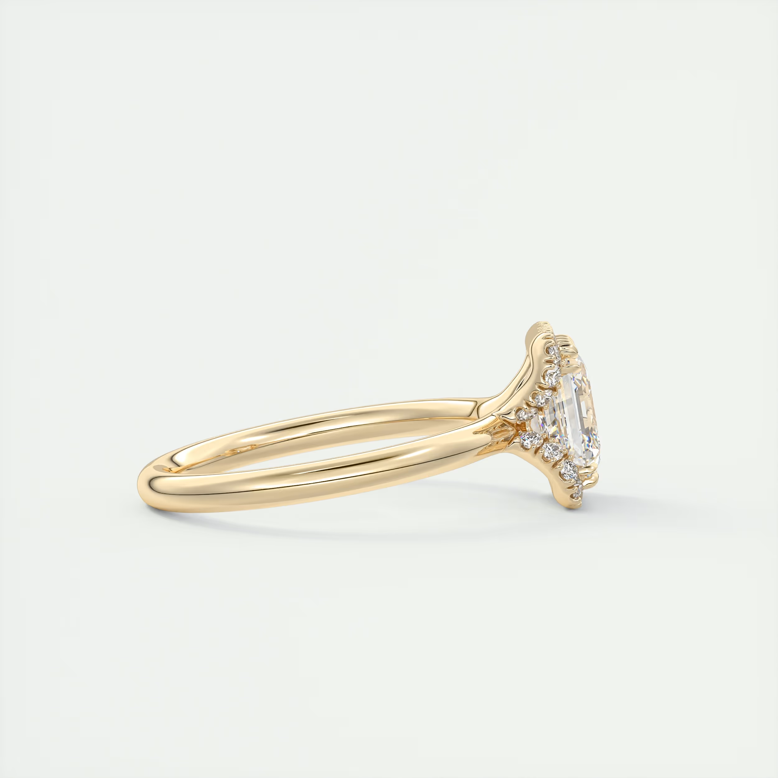 Luxury 2 Carat Asscher Flush Stacking Half Halo Solitaire